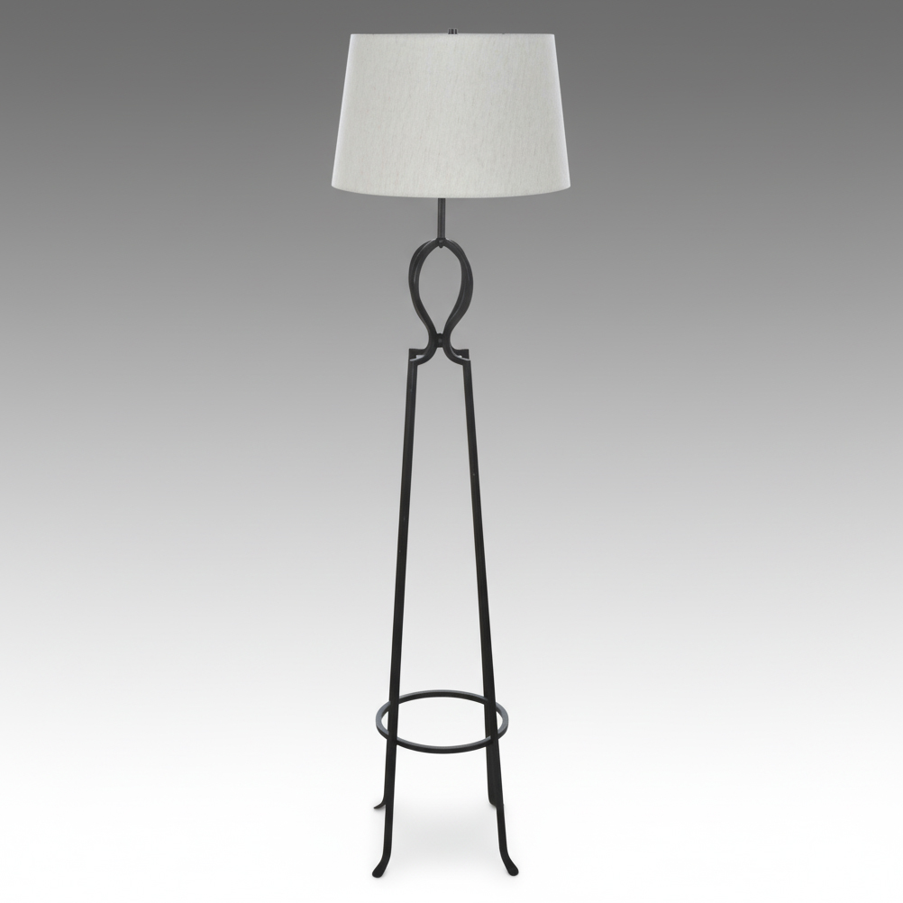 Pottery Barn Attr. Iron Floor Lamp and Slubbed Fabric Shade