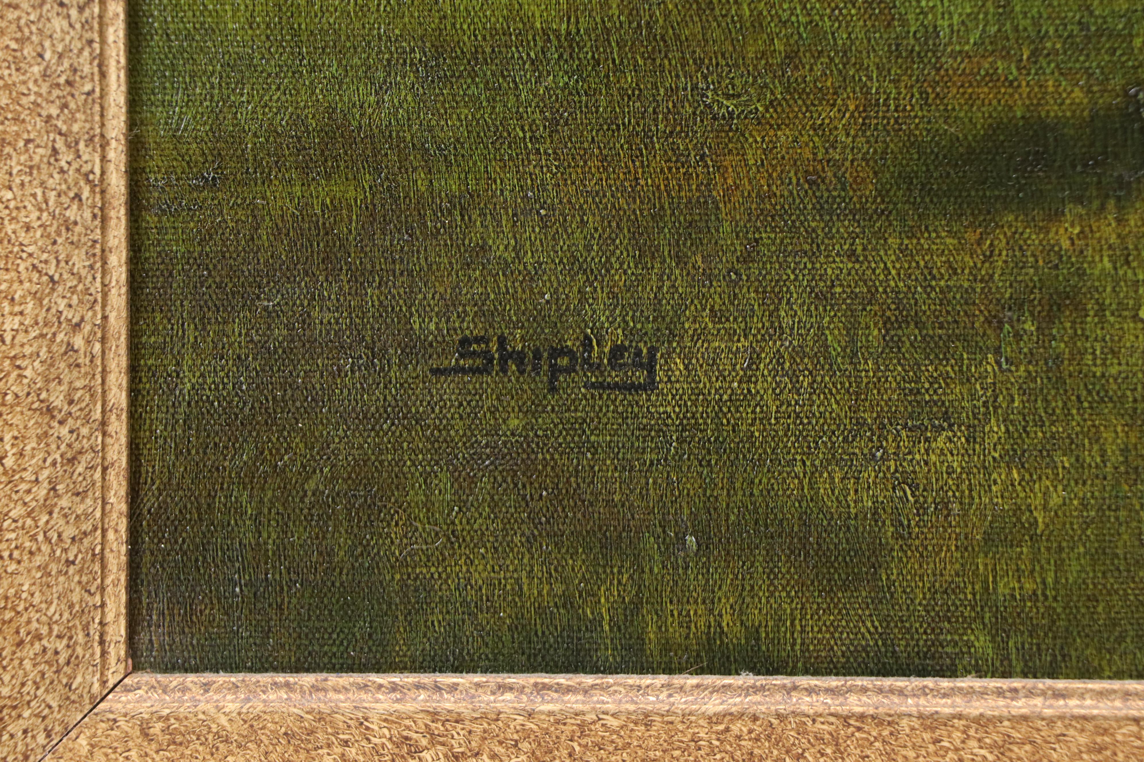 T. Shipley Equestrian Oil Painting of Jockey with Black Horse, Circa Mid-20th C.