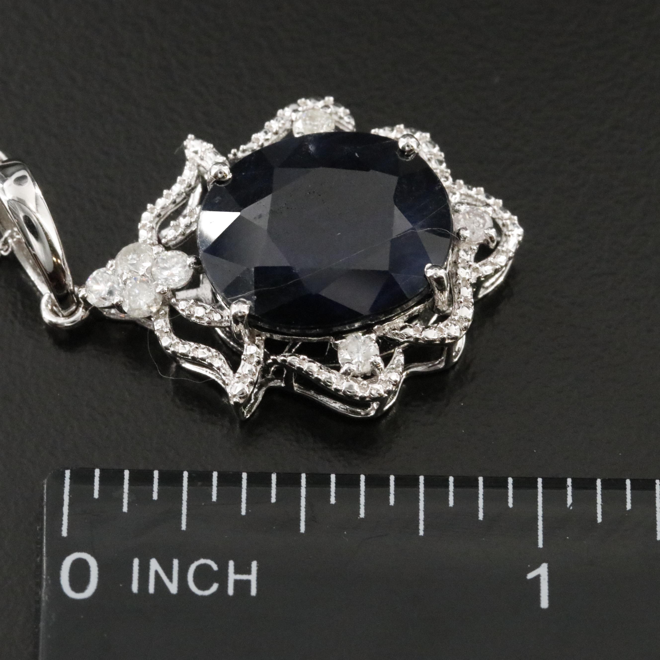 Oscar Friedman Sterling Filled Corundum and Diamond Pendant Necklace