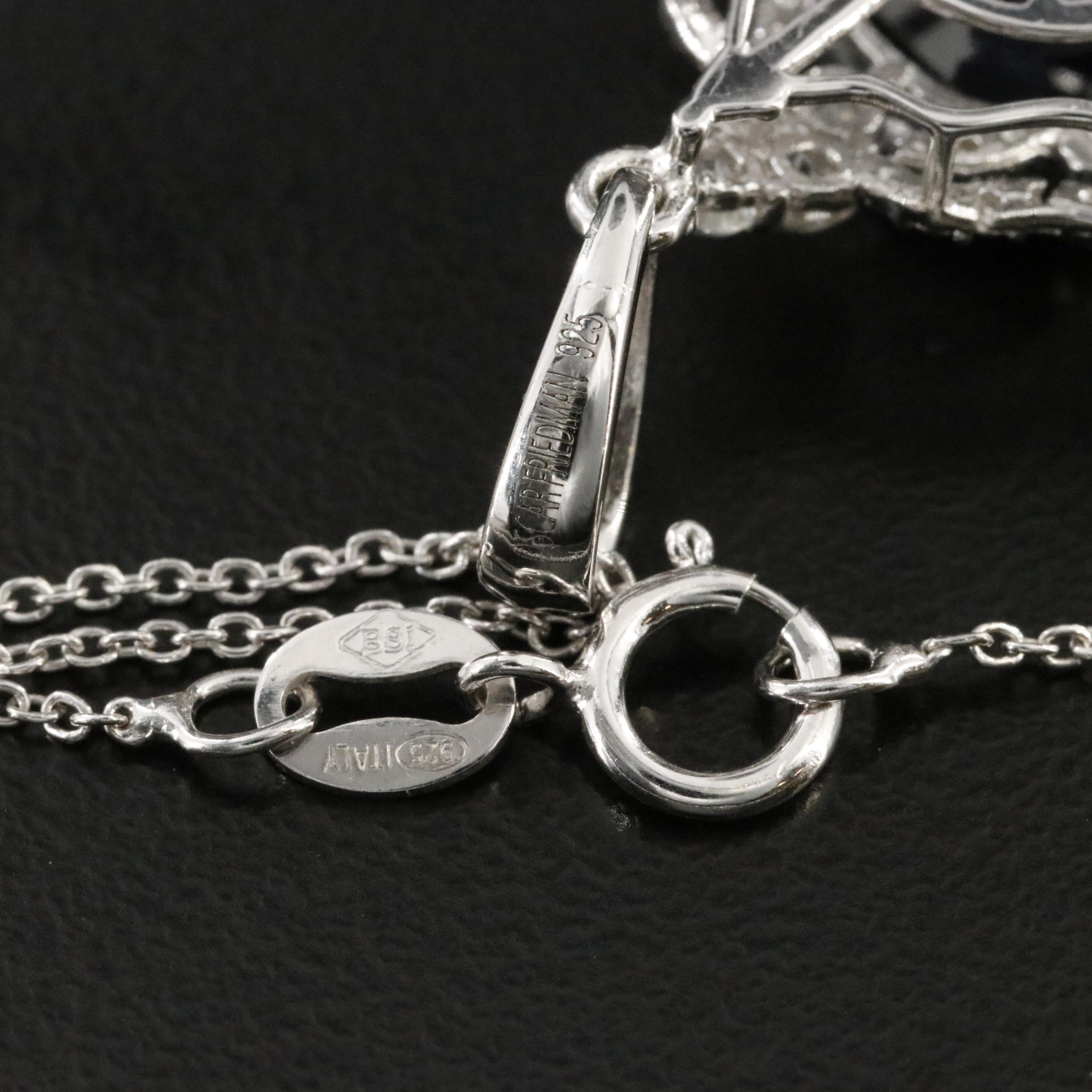 Oscar Friedman Sterling Filled Corundum and Diamond Pendant Necklace