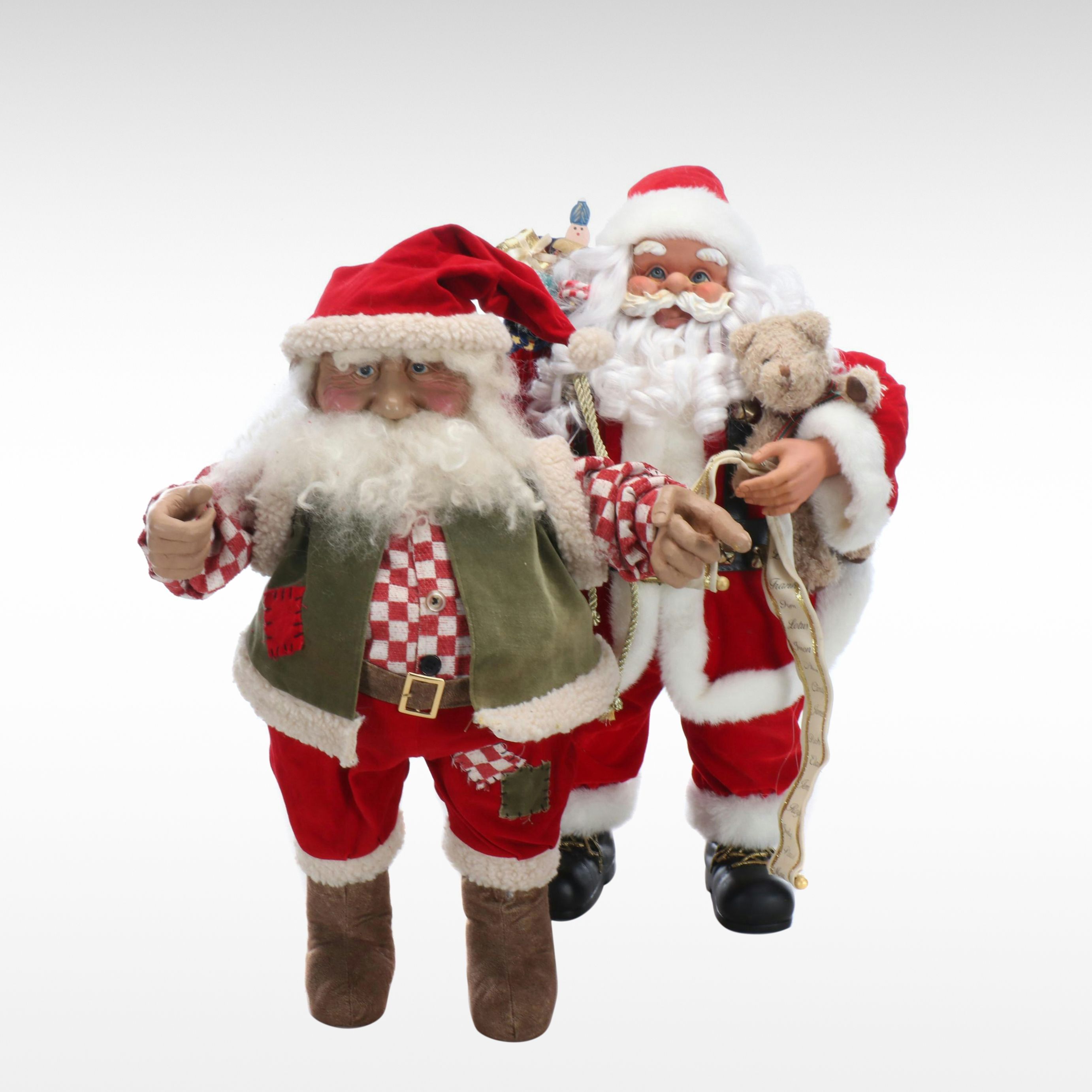 Nice List and Pointing Santa Claus Dolls