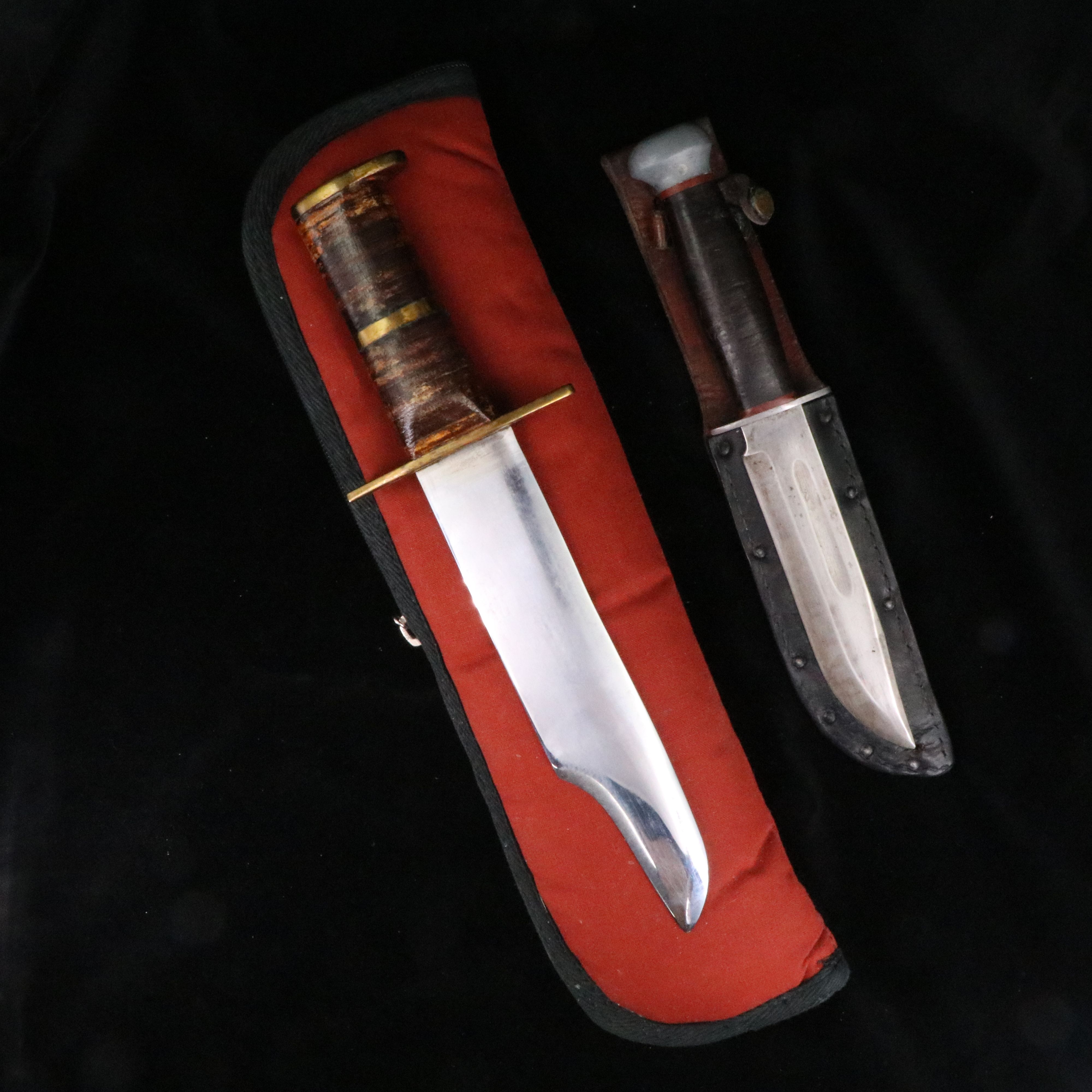 Two Hunting Knives, an RH Pal 36 Knife and an Unmarked 8 1/2 Inch Bowie Knife