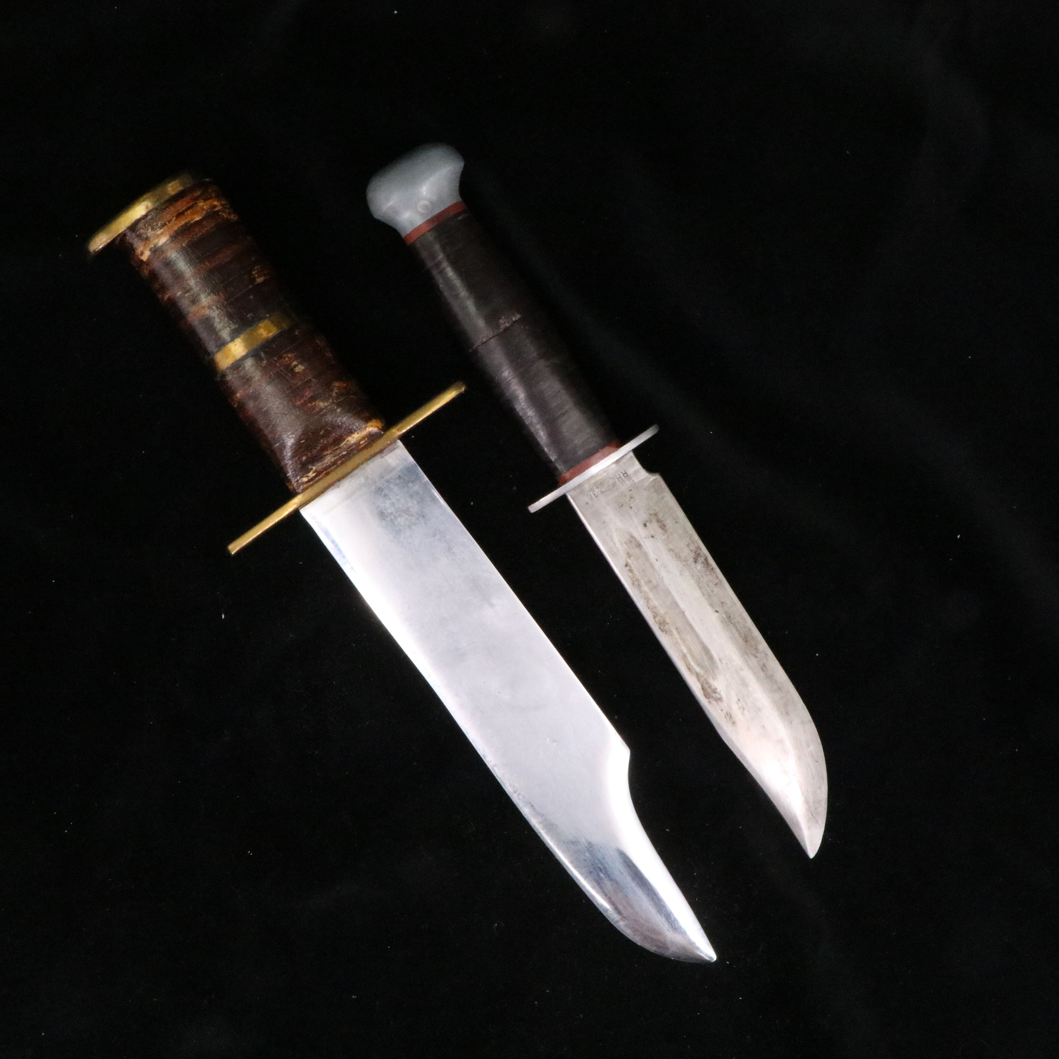 Two Hunting Knives, an RH Pal 36 Knife and an Unmarked 8 1/2 Inch Bowie Knife