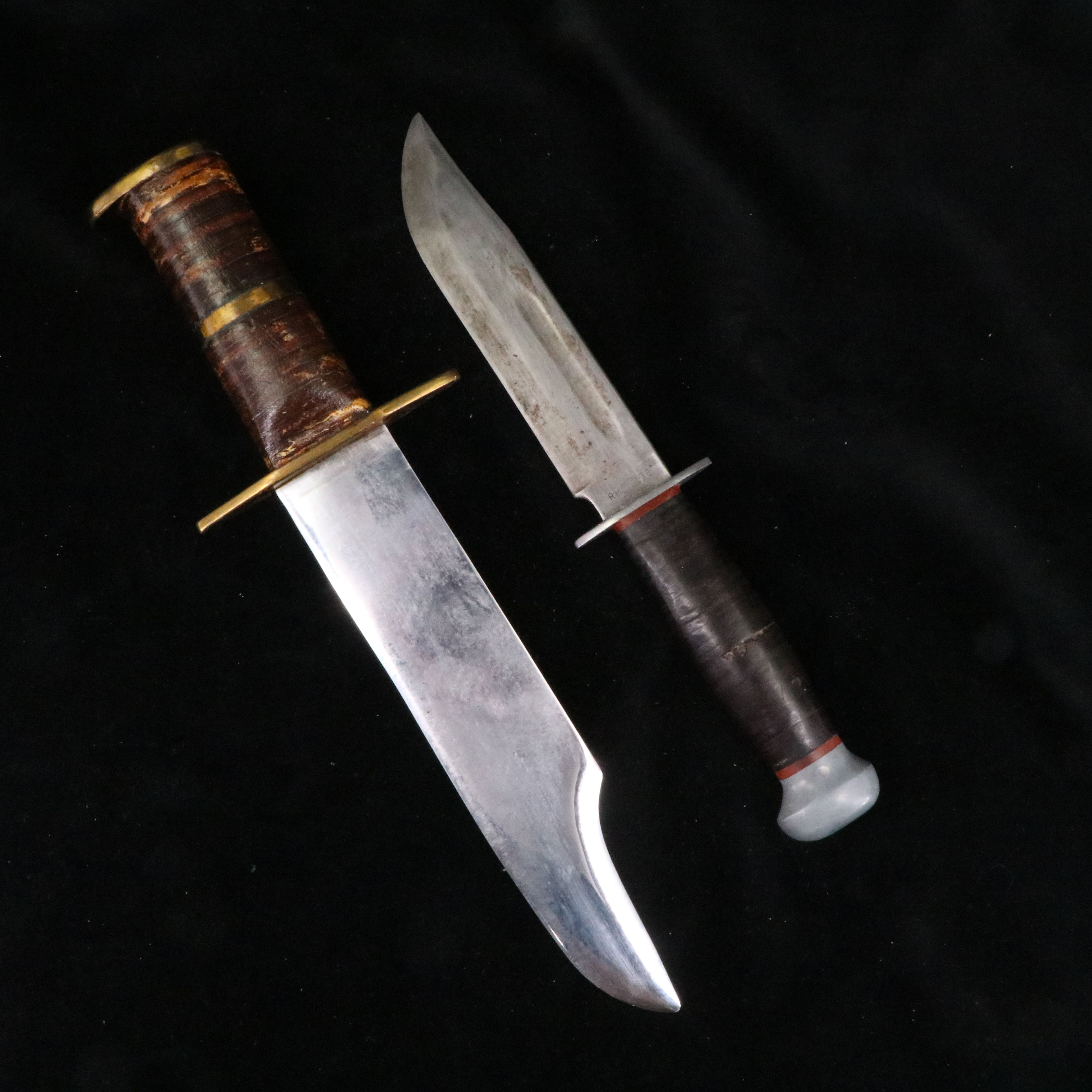 Two Hunting Knives, an RH Pal 36 Knife and an Unmarked 8 1/2 Inch Bowie Knife
