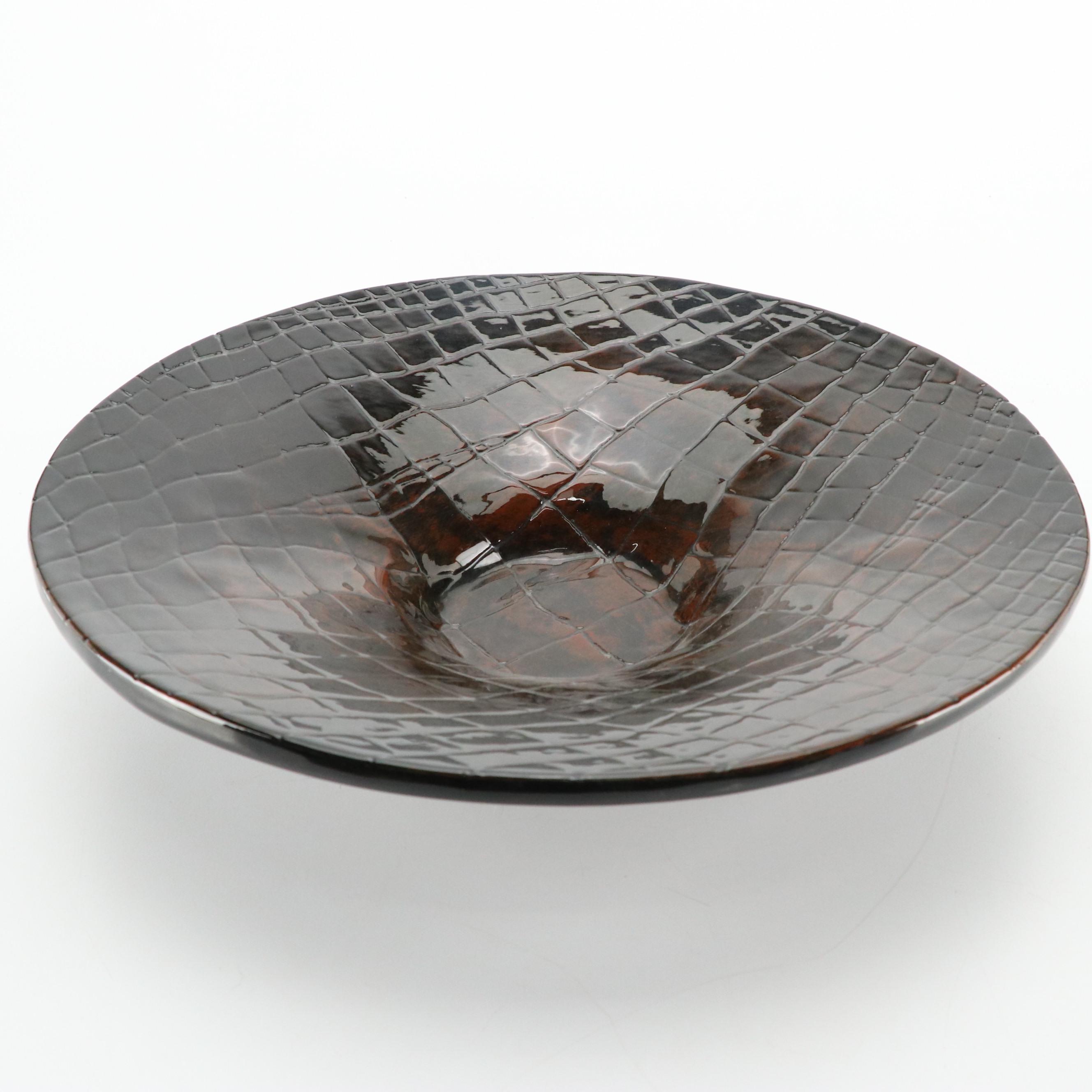 Crate & Barrel "Sandia" Square Bowl with B Ware Malibu Crocodile Embossed Bowl