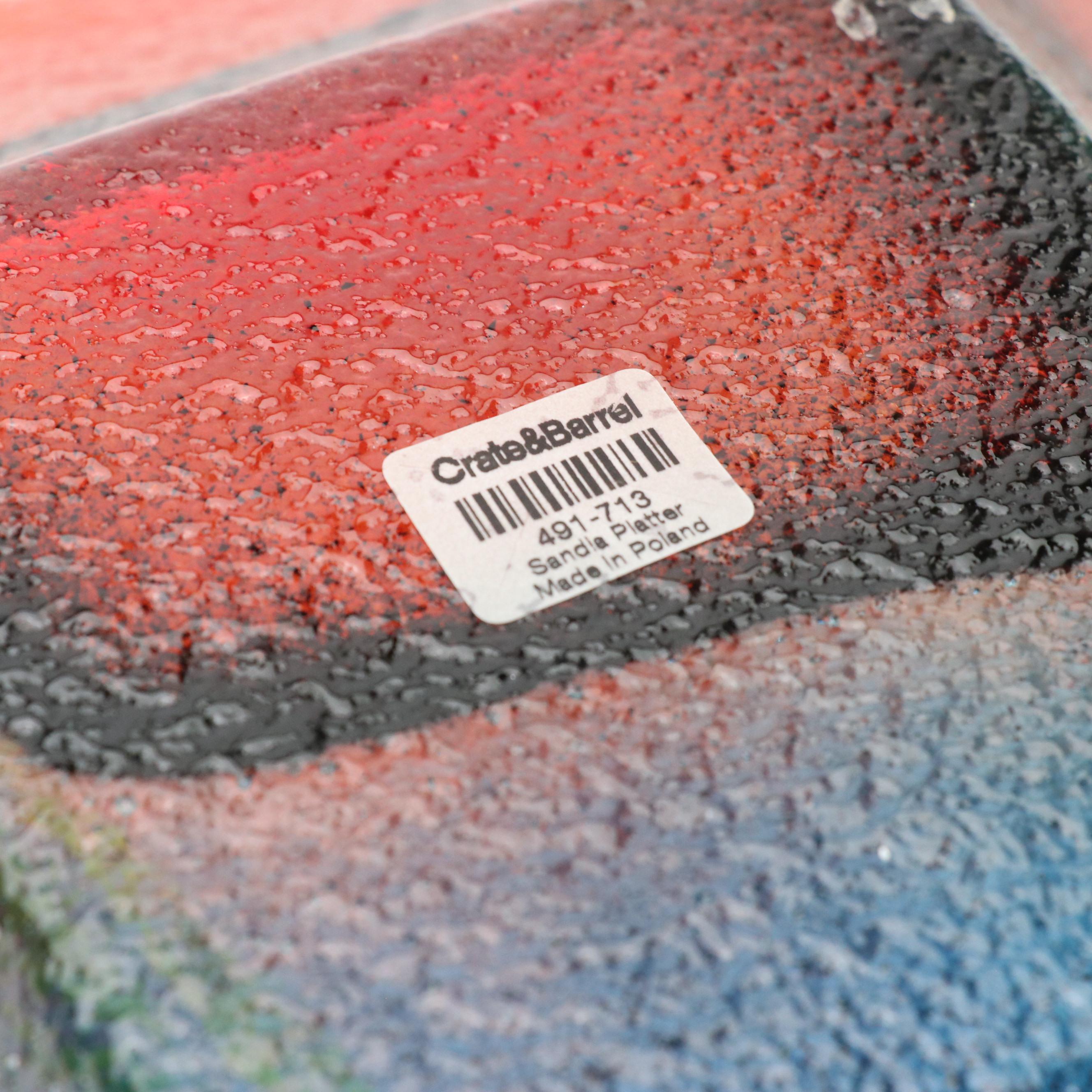 Crate & Barrel "Sandia" Square Bowl with B Ware Malibu Crocodile Embossed Bowl