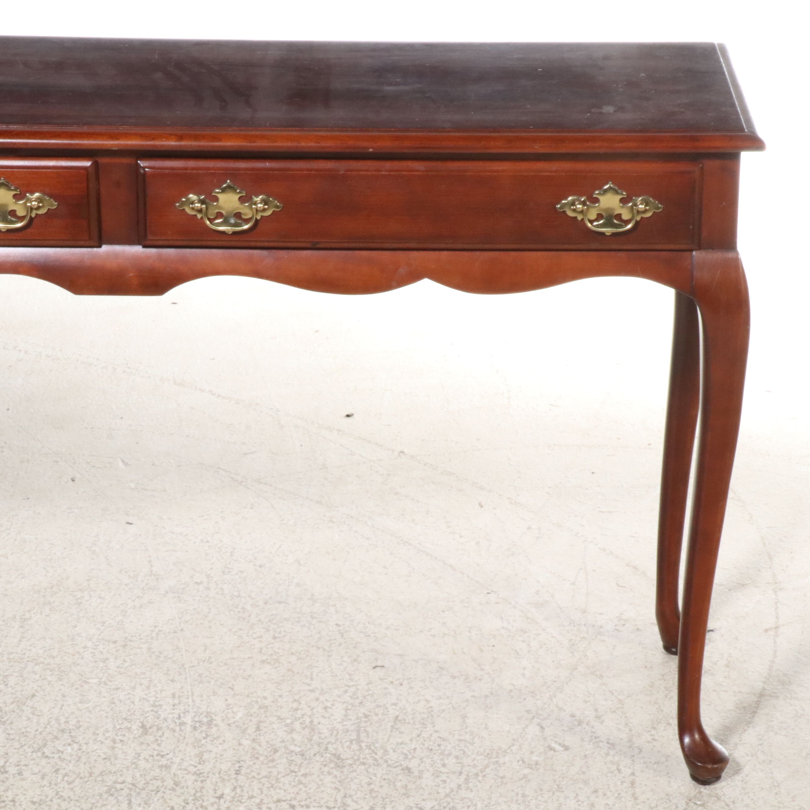 Queen Anne Style Cherry Two-Drawer Console Table