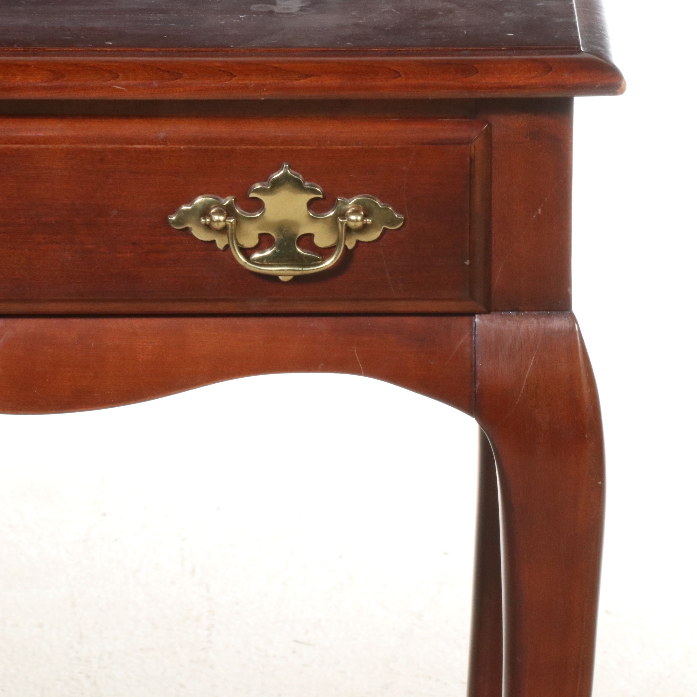 Queen Anne Style Cherry Two-Drawer Console Table