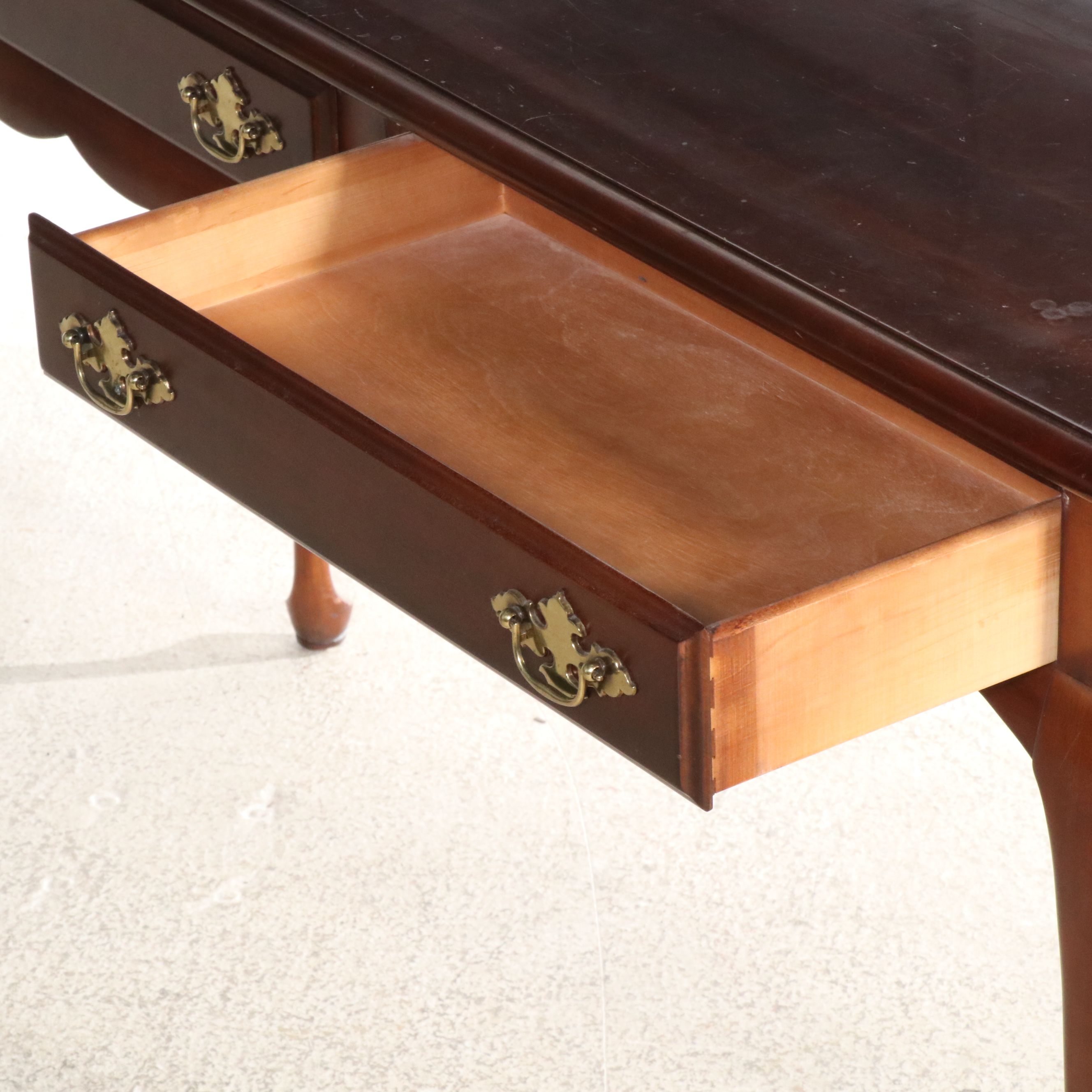 Queen Anne Style Cherry Two-Drawer Console Table