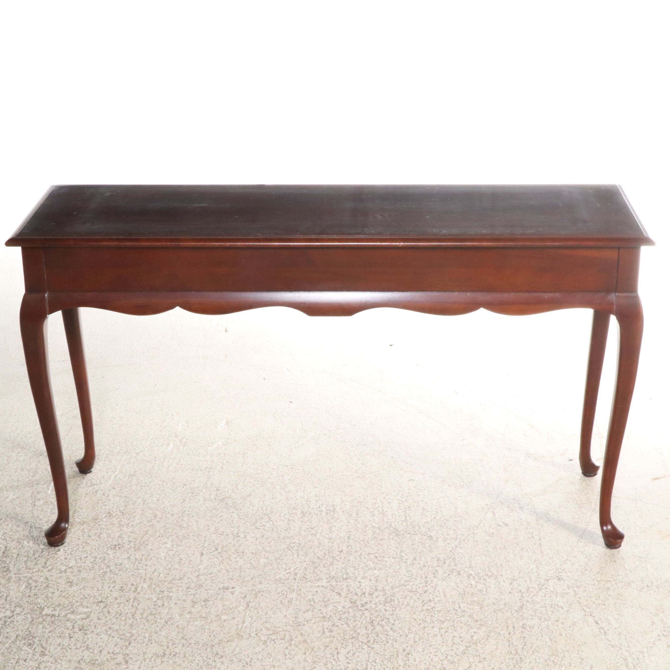 Queen Anne Style Cherry Two-Drawer Console Table