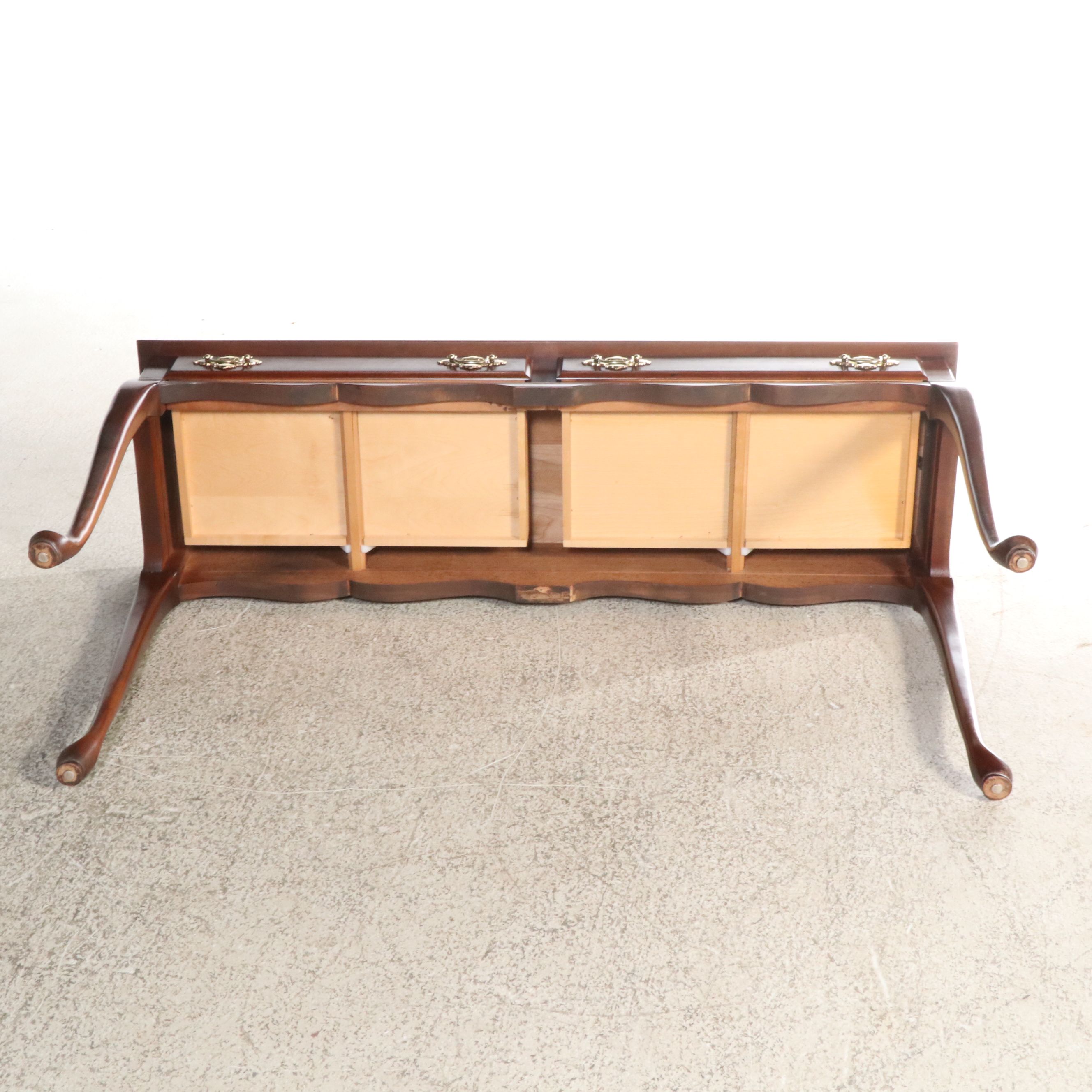 Queen Anne Style Cherry Two-Drawer Console Table