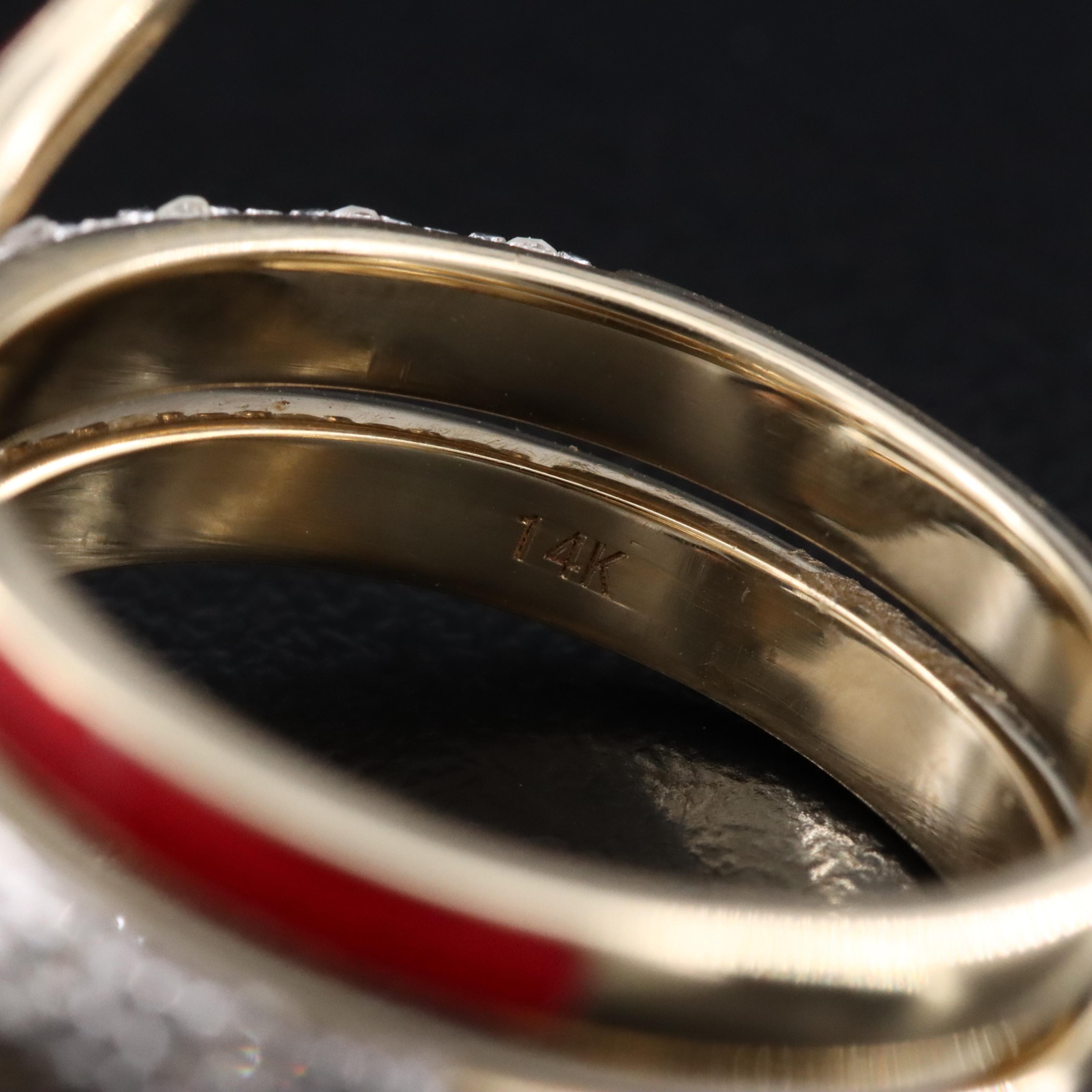 14K Diamond and Enamel Snake Ring