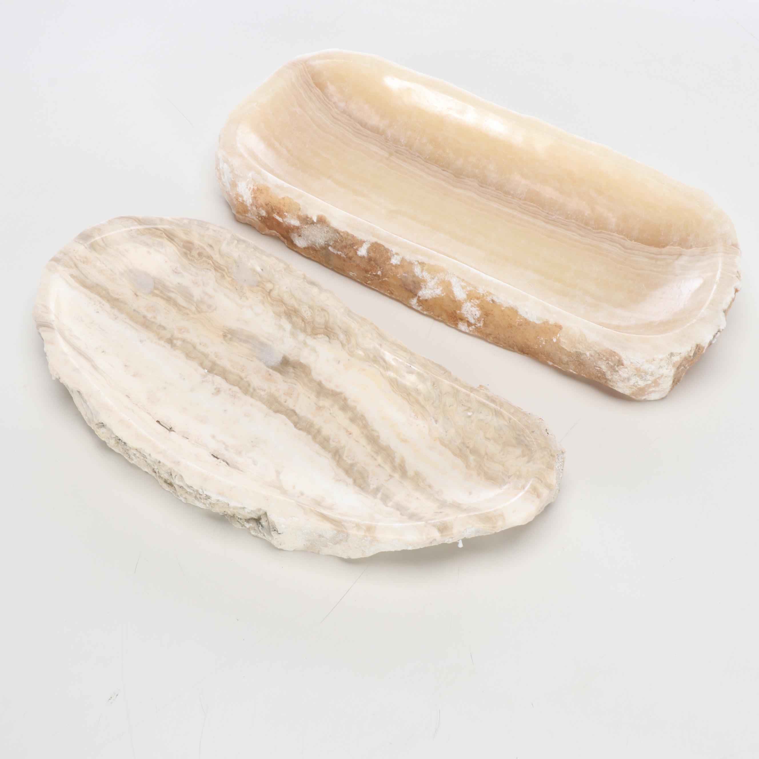 Polished Banded Caclite Trays with Natural Edges