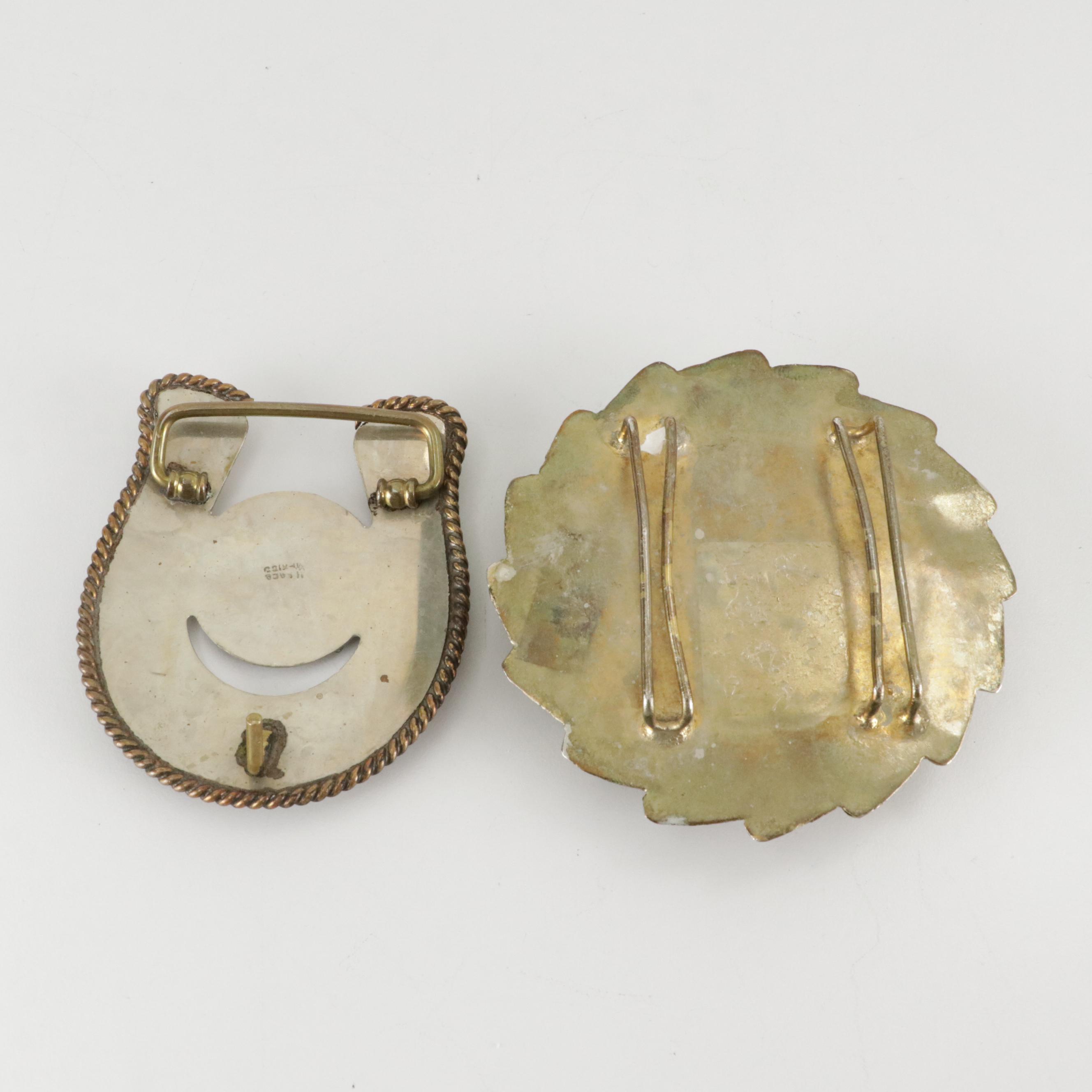 Alpaca Silver with Abalone Inlay, Encased Scorpion, and Gemstone Belt Buckles