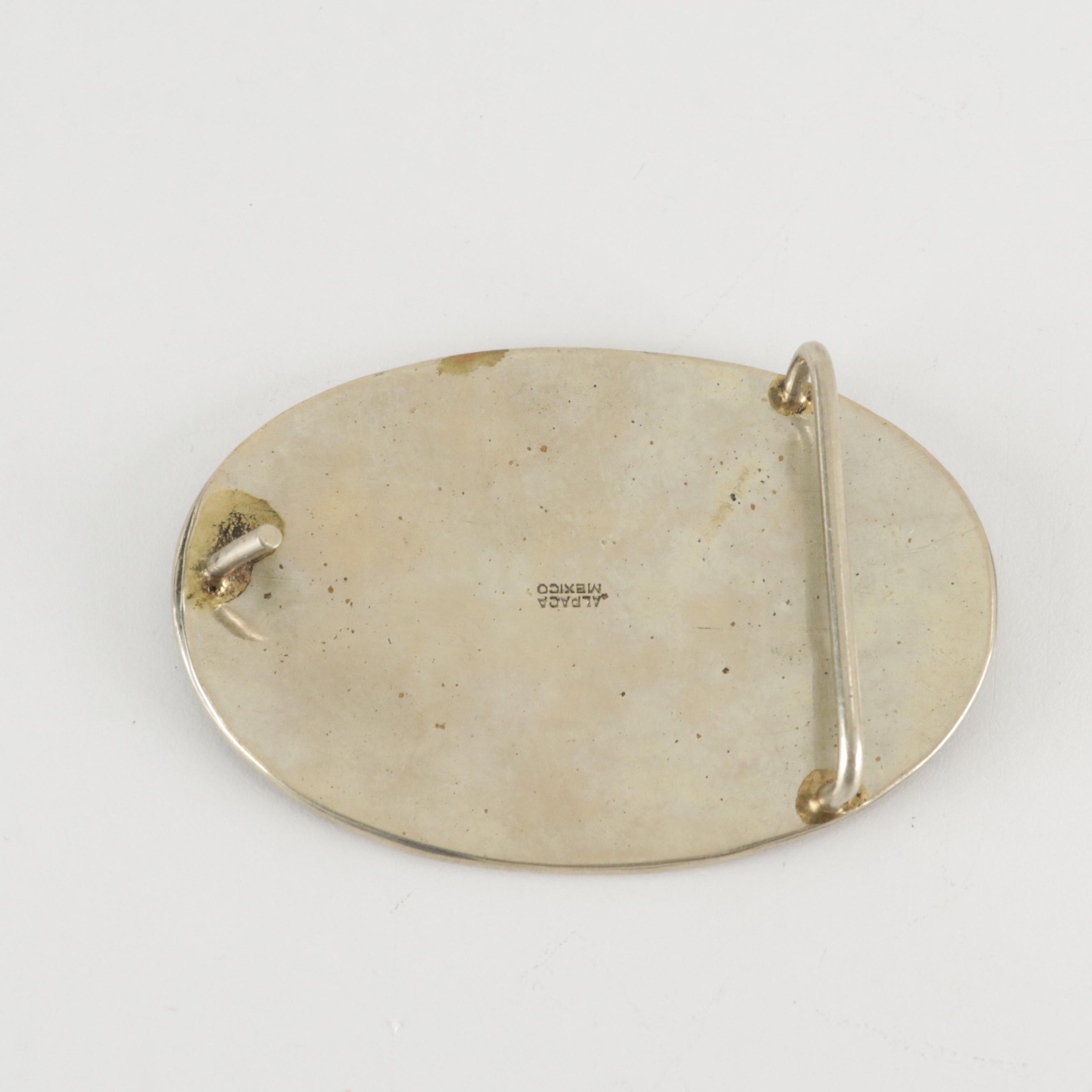 Alpaca Silver with Abalone Inlay, Encased Scorpion, and Gemstone Belt Buckles