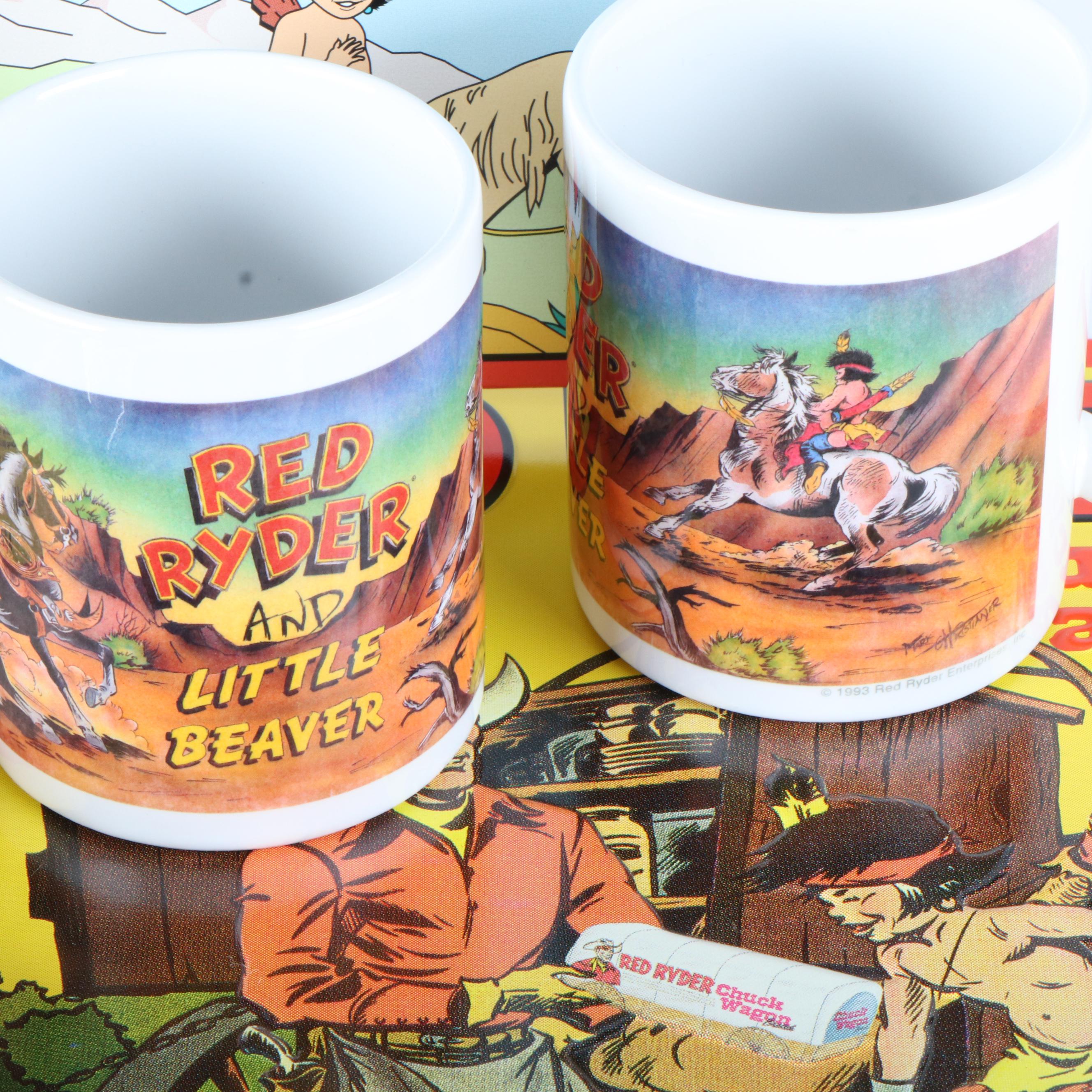 Thirteen Red Rider Pocket Knives a Bowie Knife and Other Red Rider Items