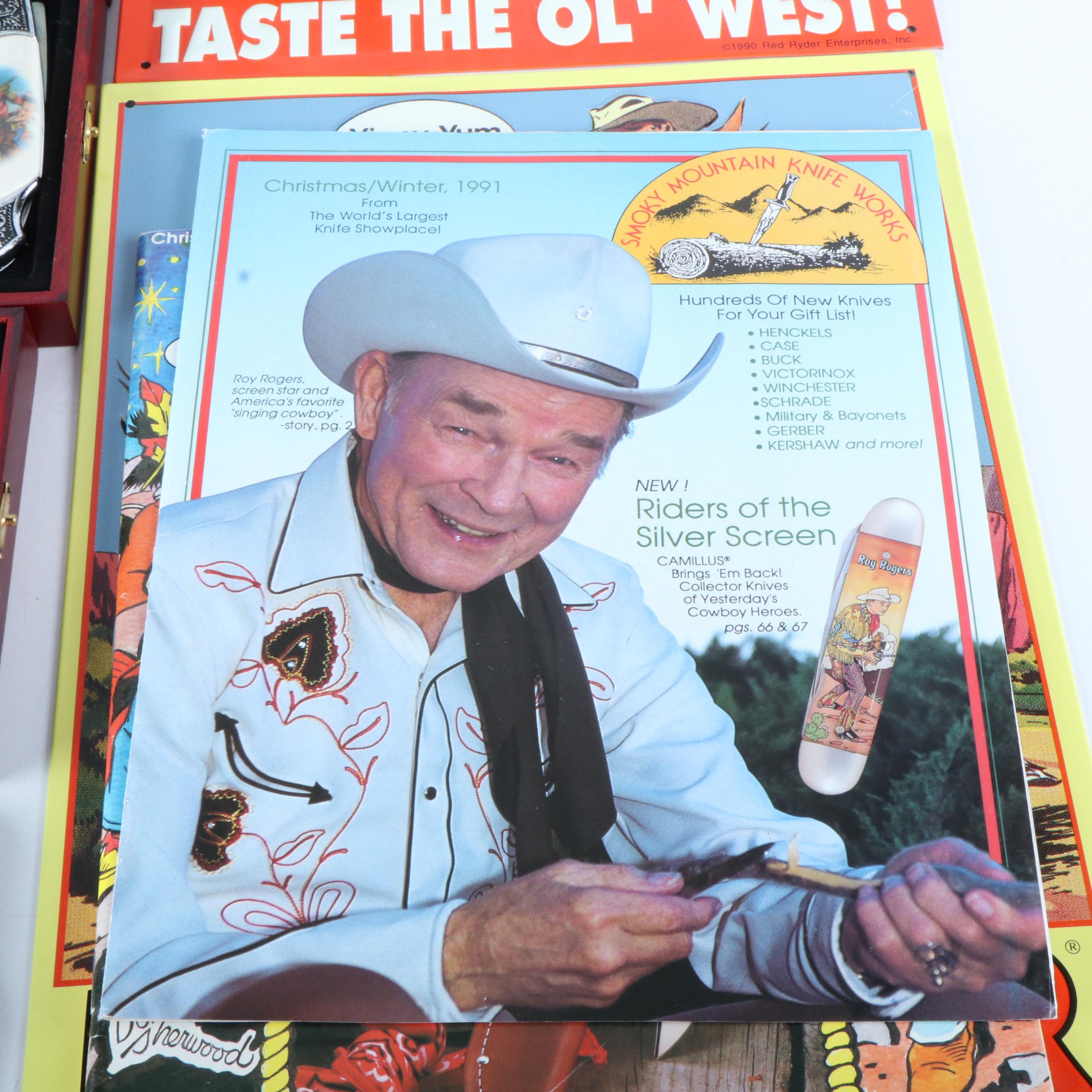 Thirteen Red Rider Pocket Knives a Bowie Knife and Other Red Rider Items