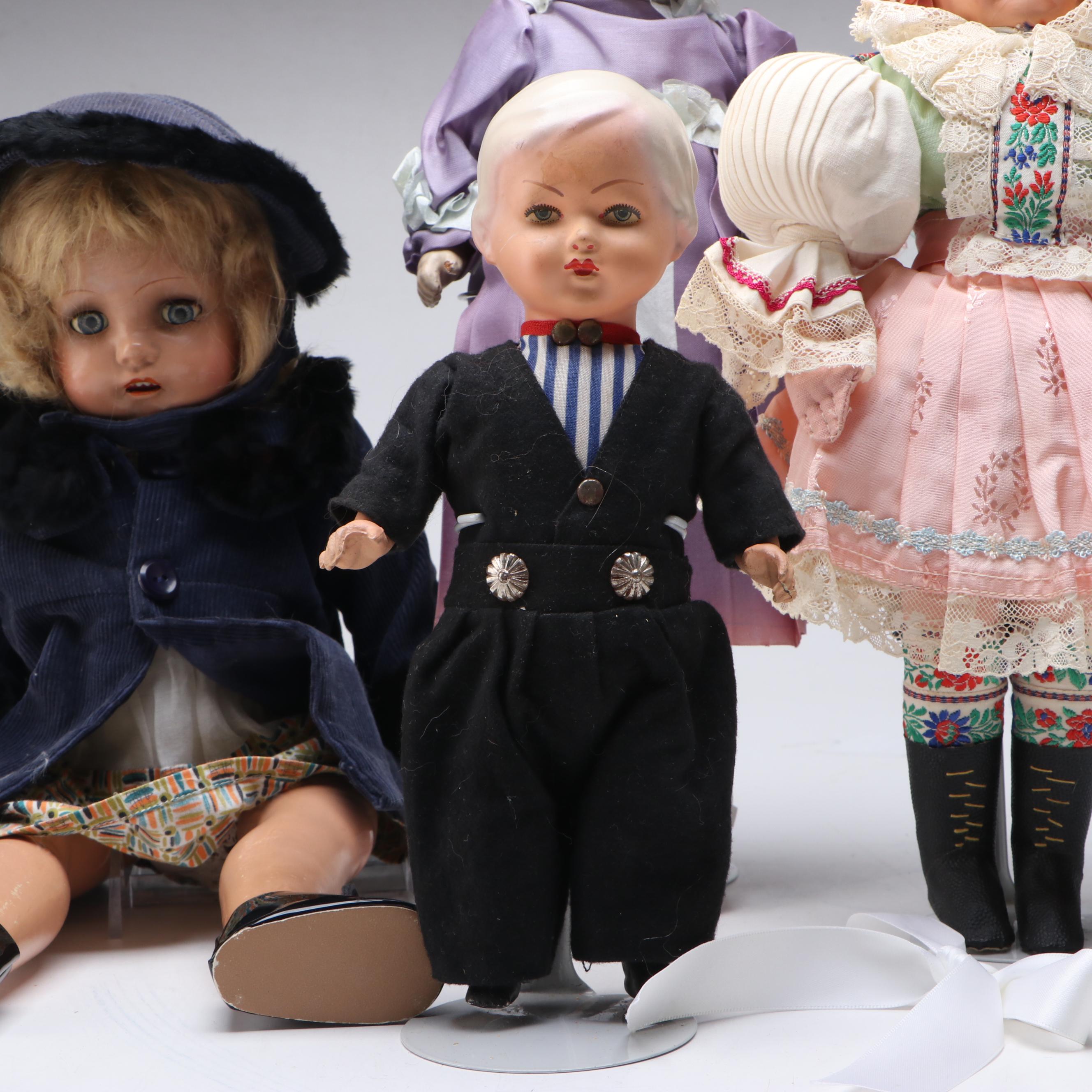 Composite Sleepy Eye Doll, Dutch Boy and Other Baby Dolls, Early to Mid-20th C.