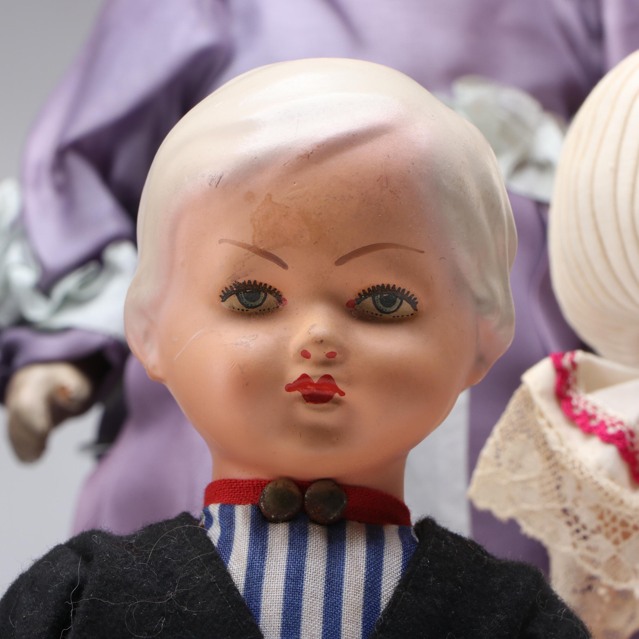 Composite Sleepy Eye Doll, Dutch Boy and Other Baby Dolls, Early to Mid-20th C.