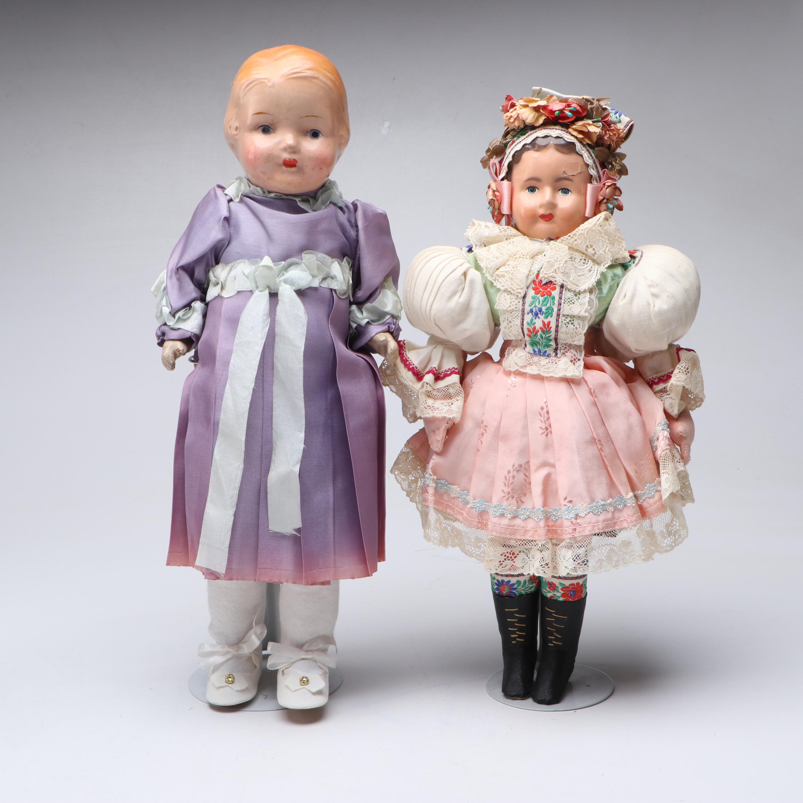 Composite Sleepy Eye Doll, Dutch Boy and Other Baby Dolls, Early to Mid-20th C.