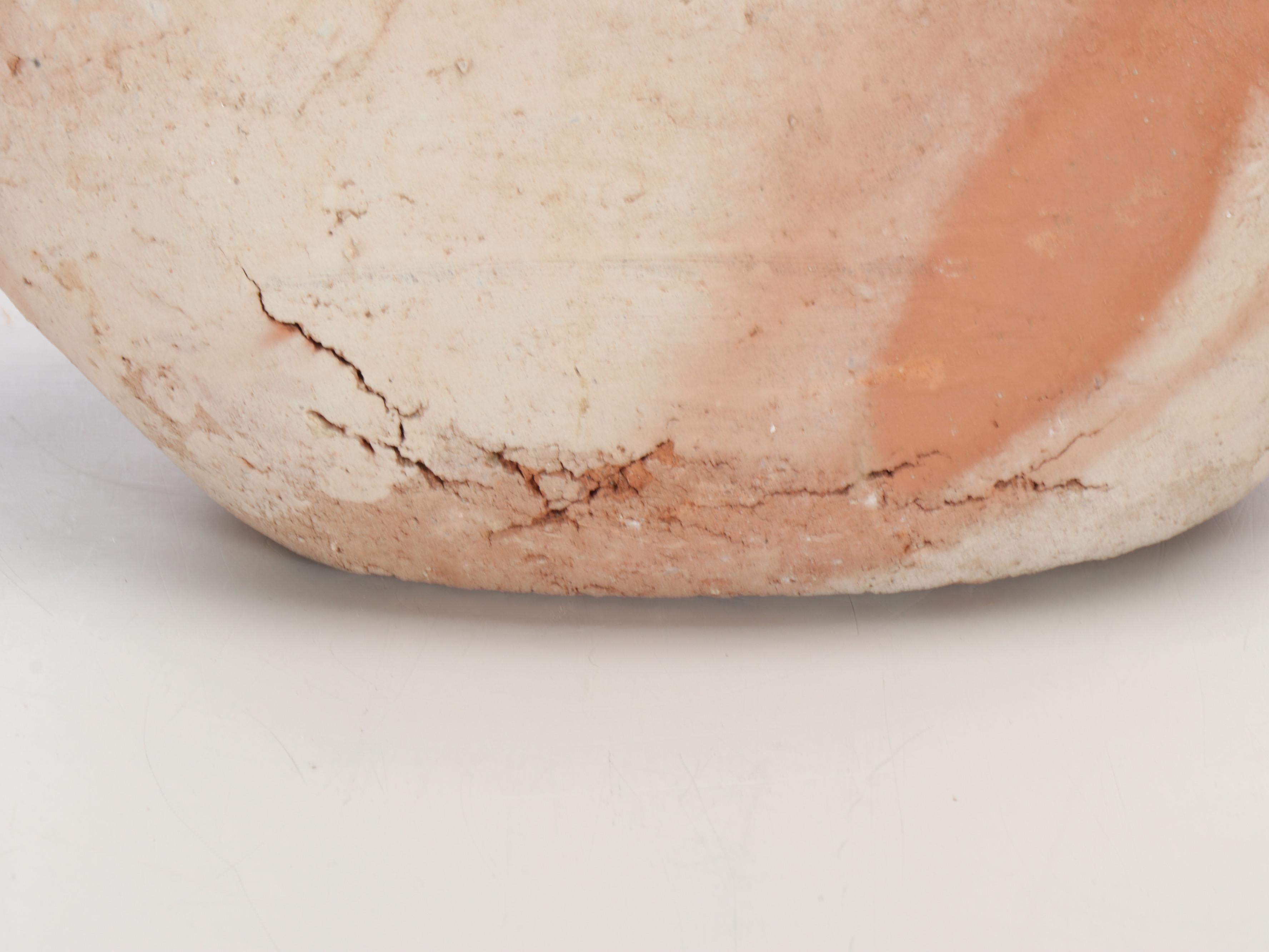 Pair of Unglazed Terracotta Ring Bottle Vases