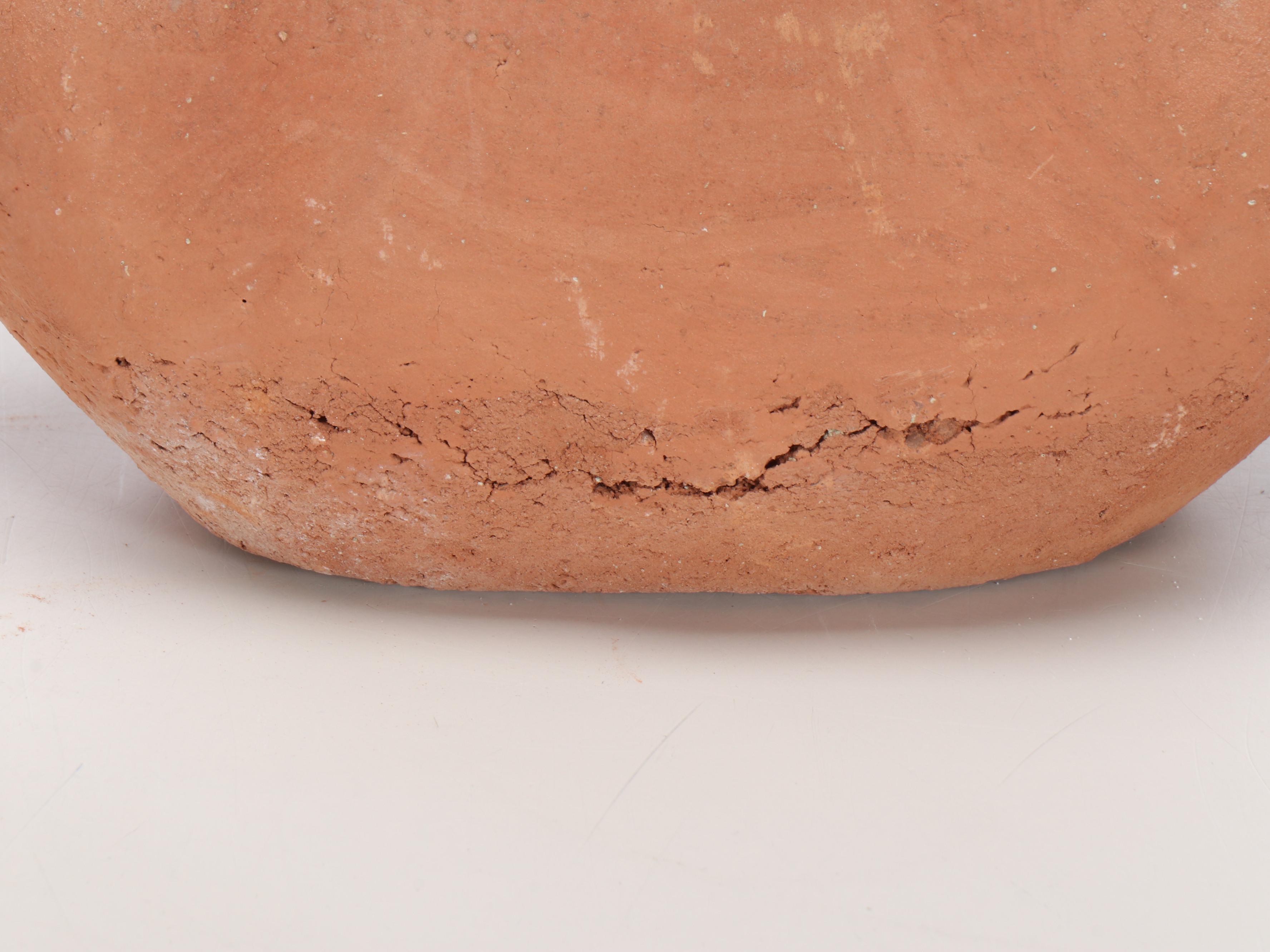 Pair of Unglazed Terracotta Ring Bottle Vases