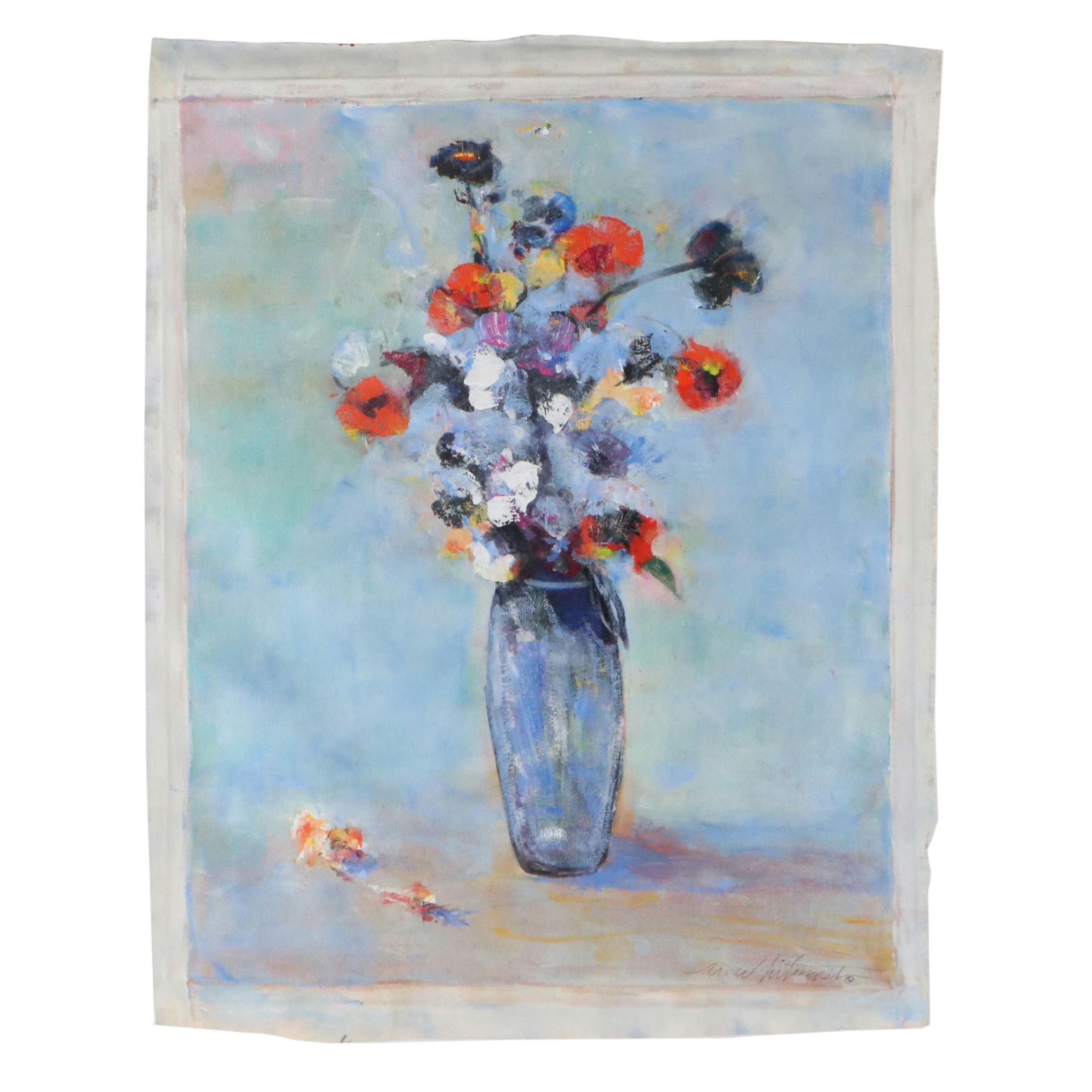 Mark Whitmarsh Acrylic Painting "Blue Vase," 2025