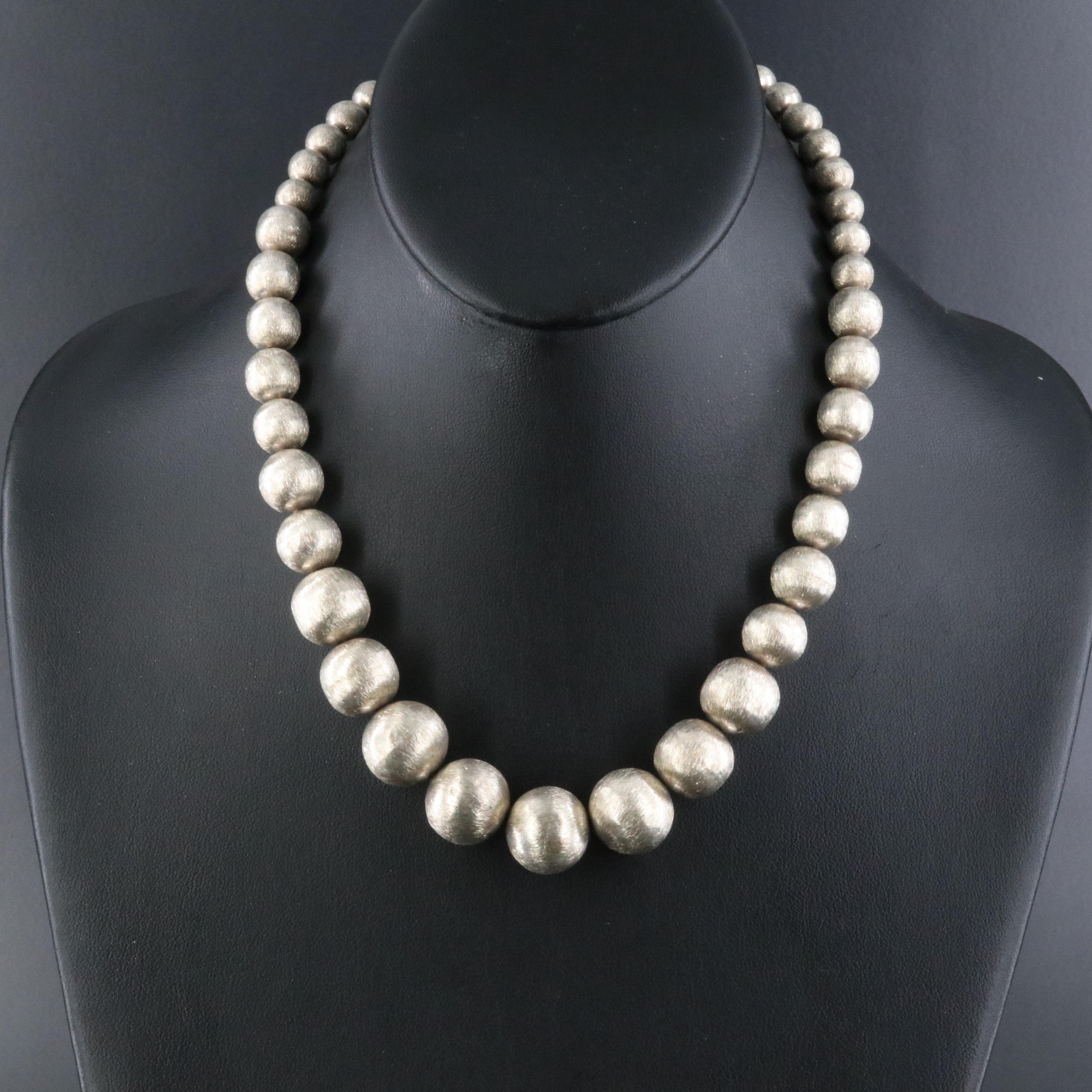Mexican Sterling Graduated Bead Necklace