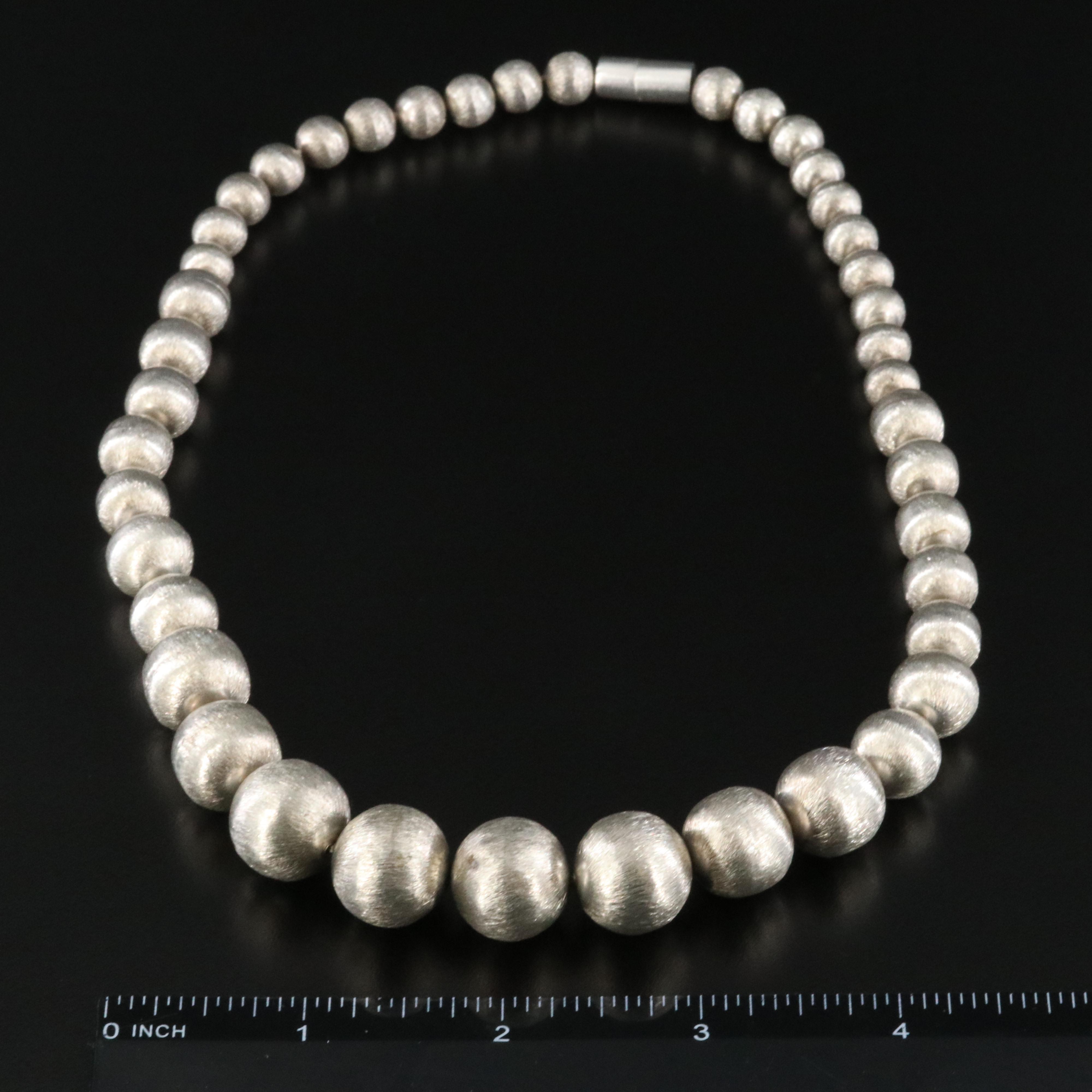 Mexican Sterling Graduated Bead Necklace
