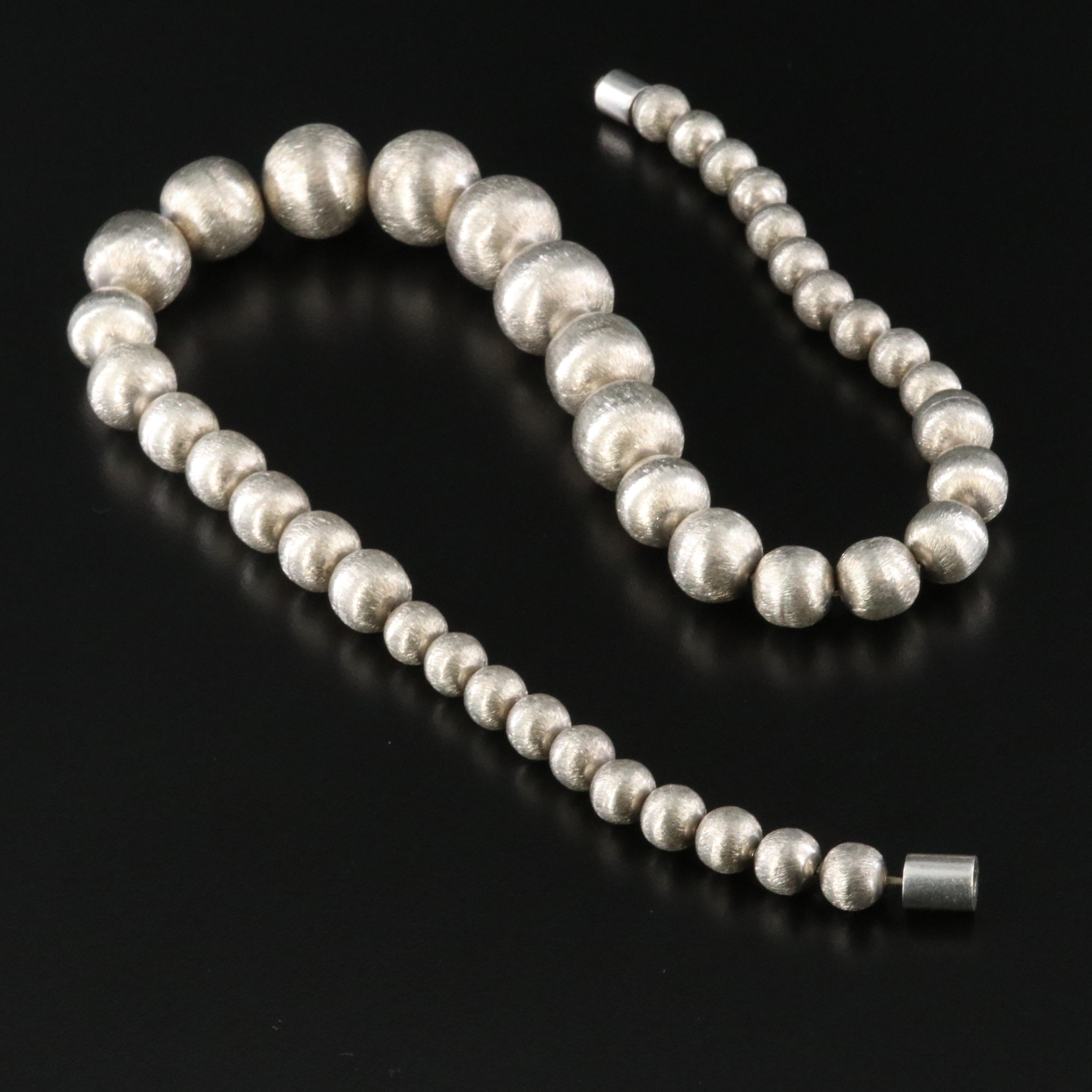 Mexican Sterling Graduated Bead Necklace