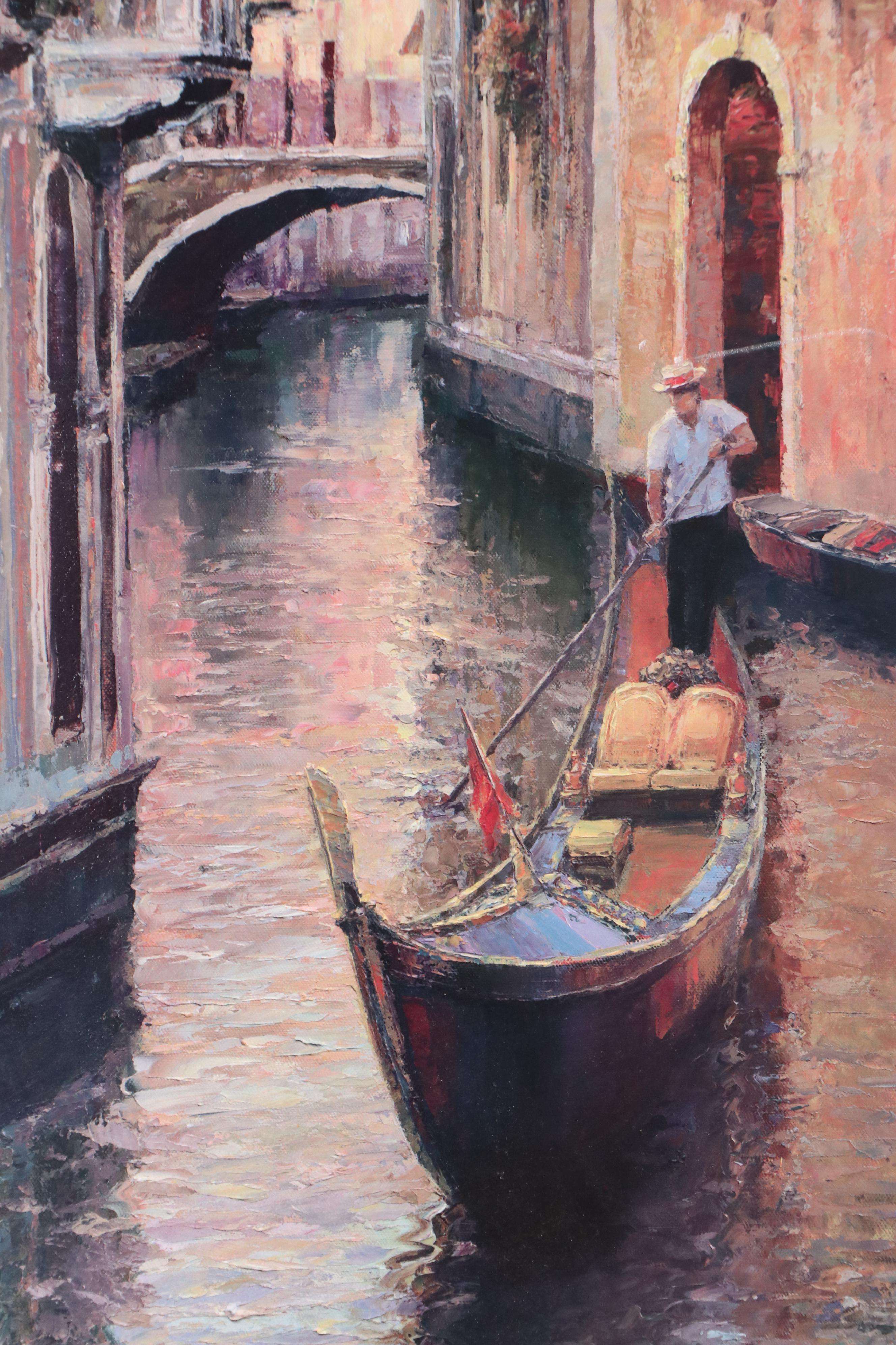 Offset Lithograph After Haixia Liu "Golden Evening Gondola," 21st Century