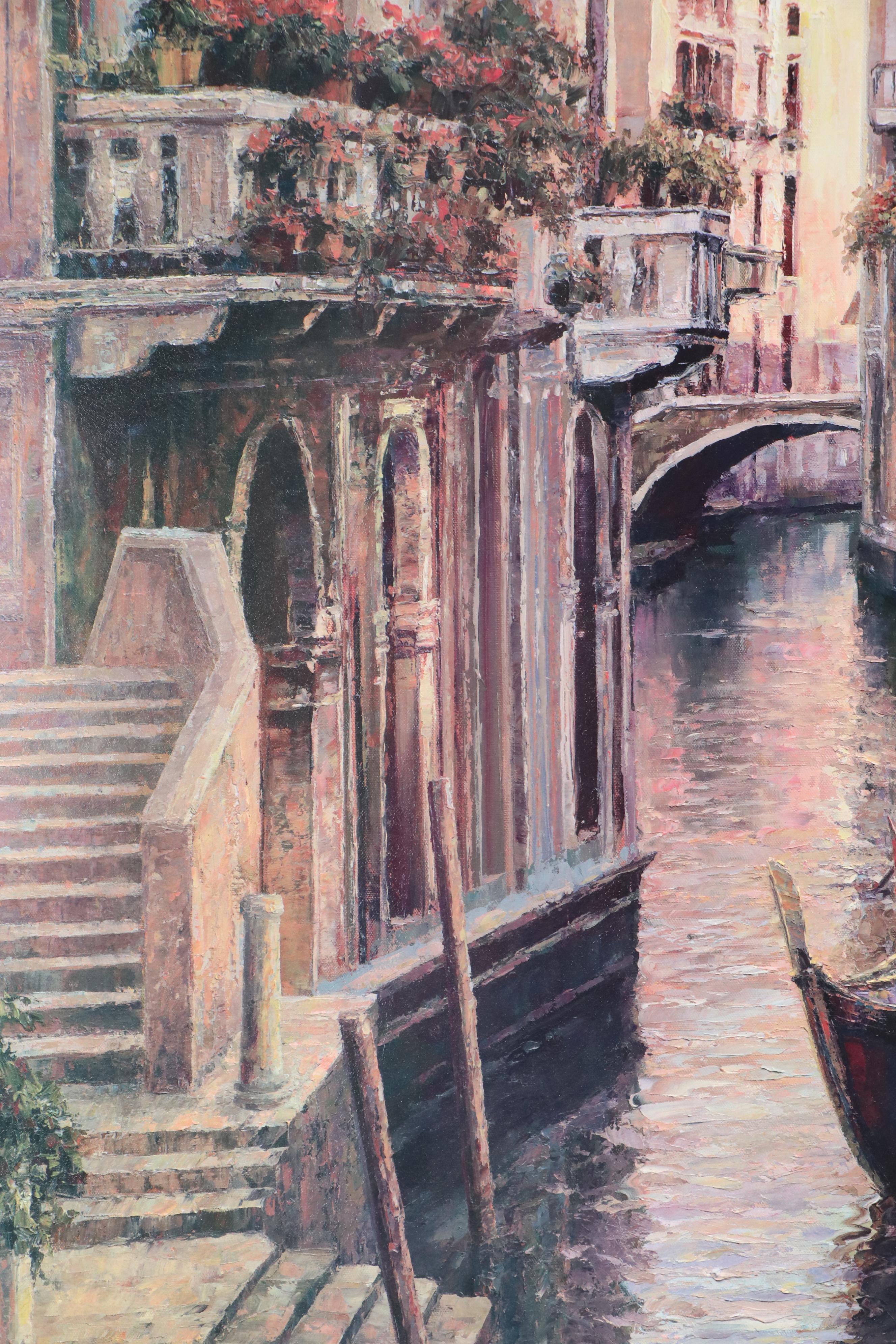 Offset Lithograph After Haixia Liu "Golden Evening Gondola," 21st Century