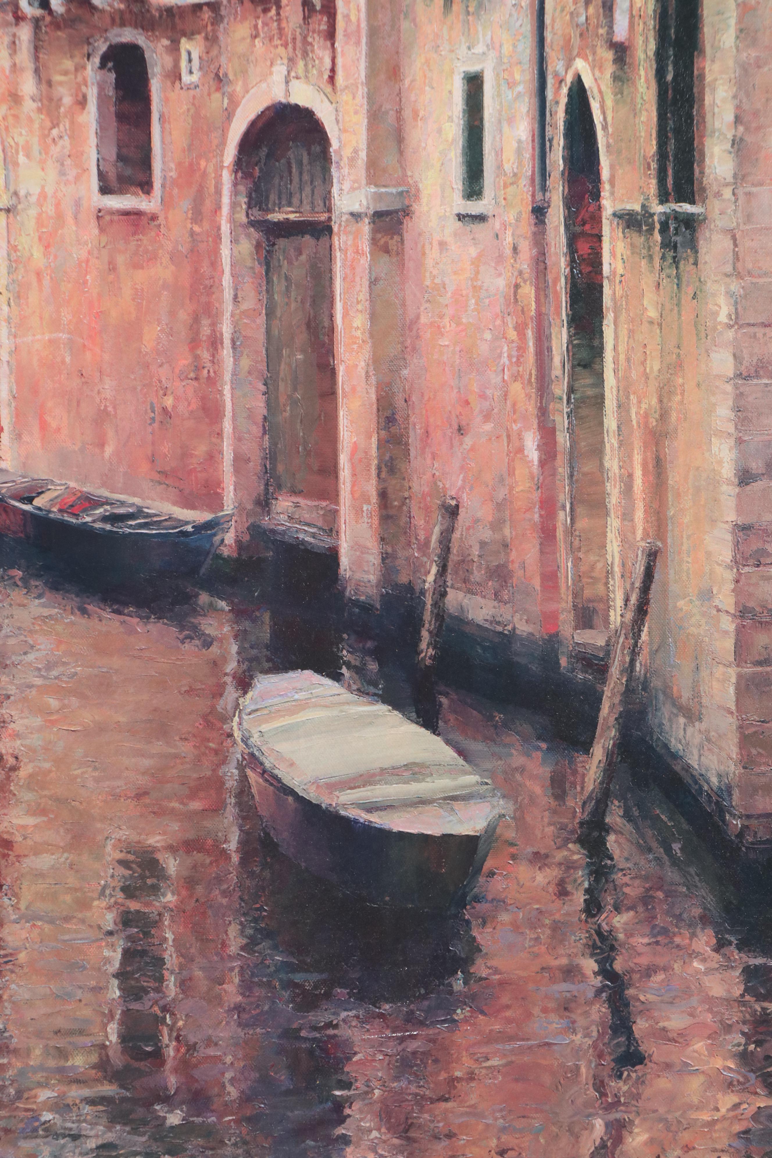 Offset Lithograph After Haixia Liu "Golden Evening Gondola," 21st Century