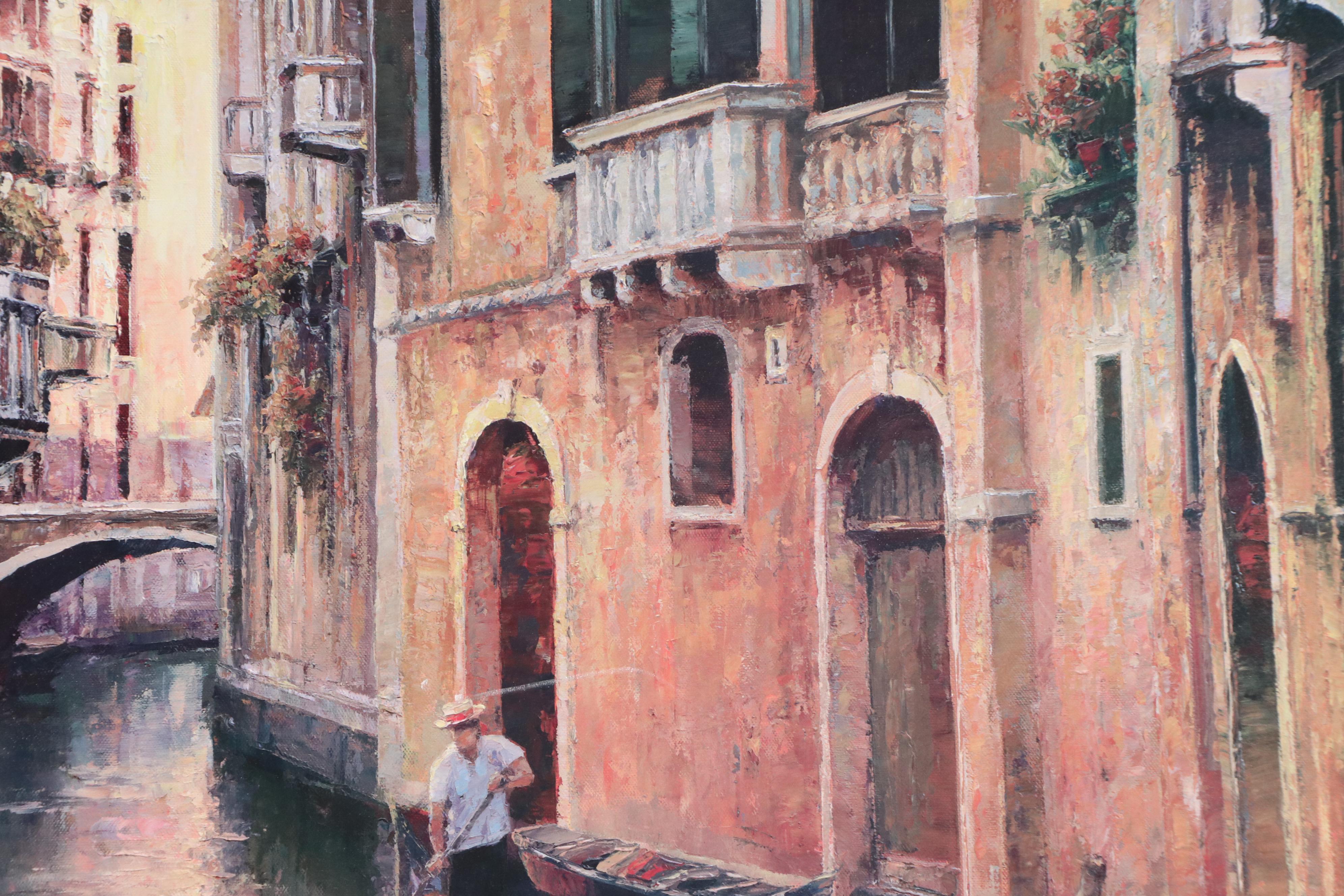 Offset Lithograph After Haixia Liu "Golden Evening Gondola," 21st Century