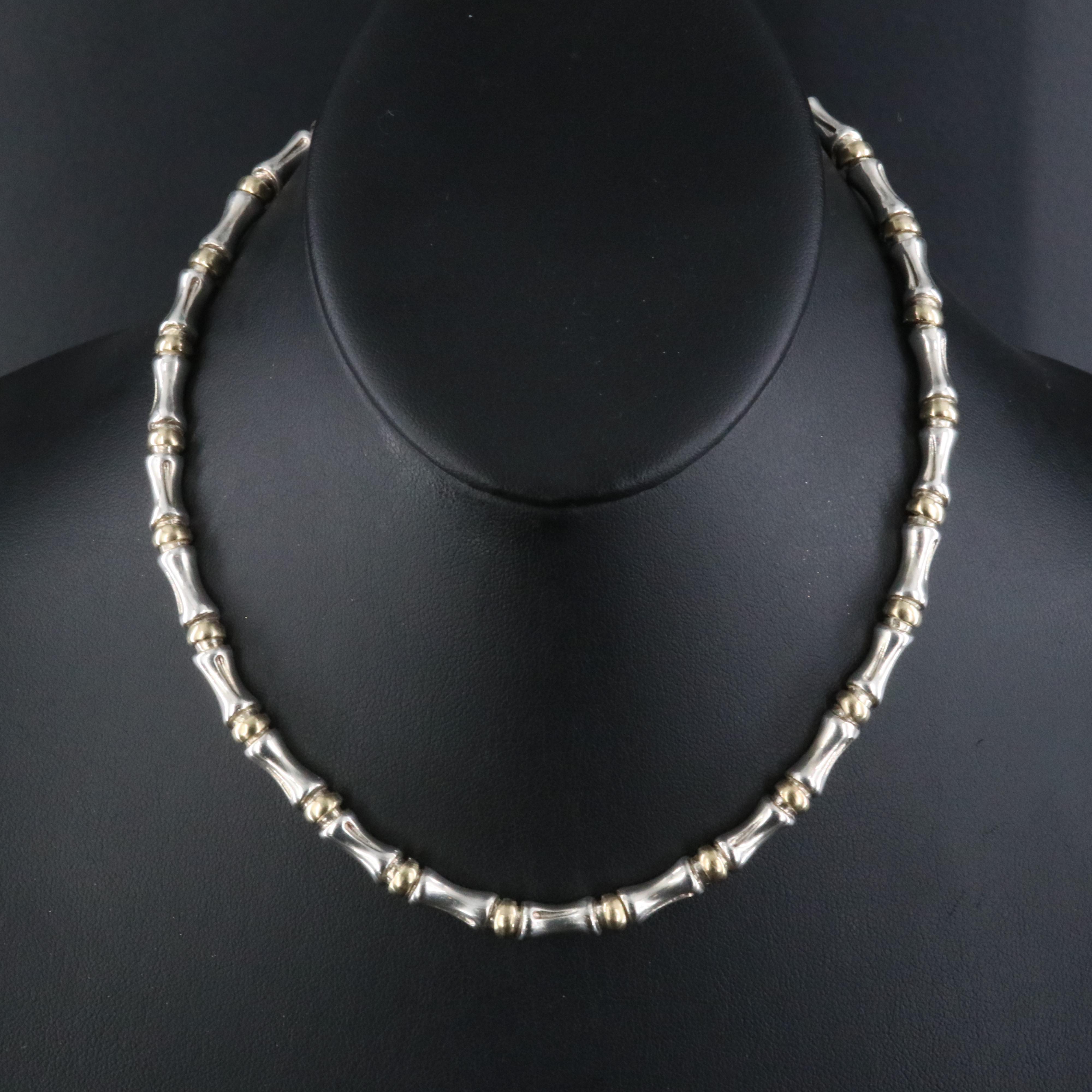 Sterling and 18K Bamboo Link Necklace