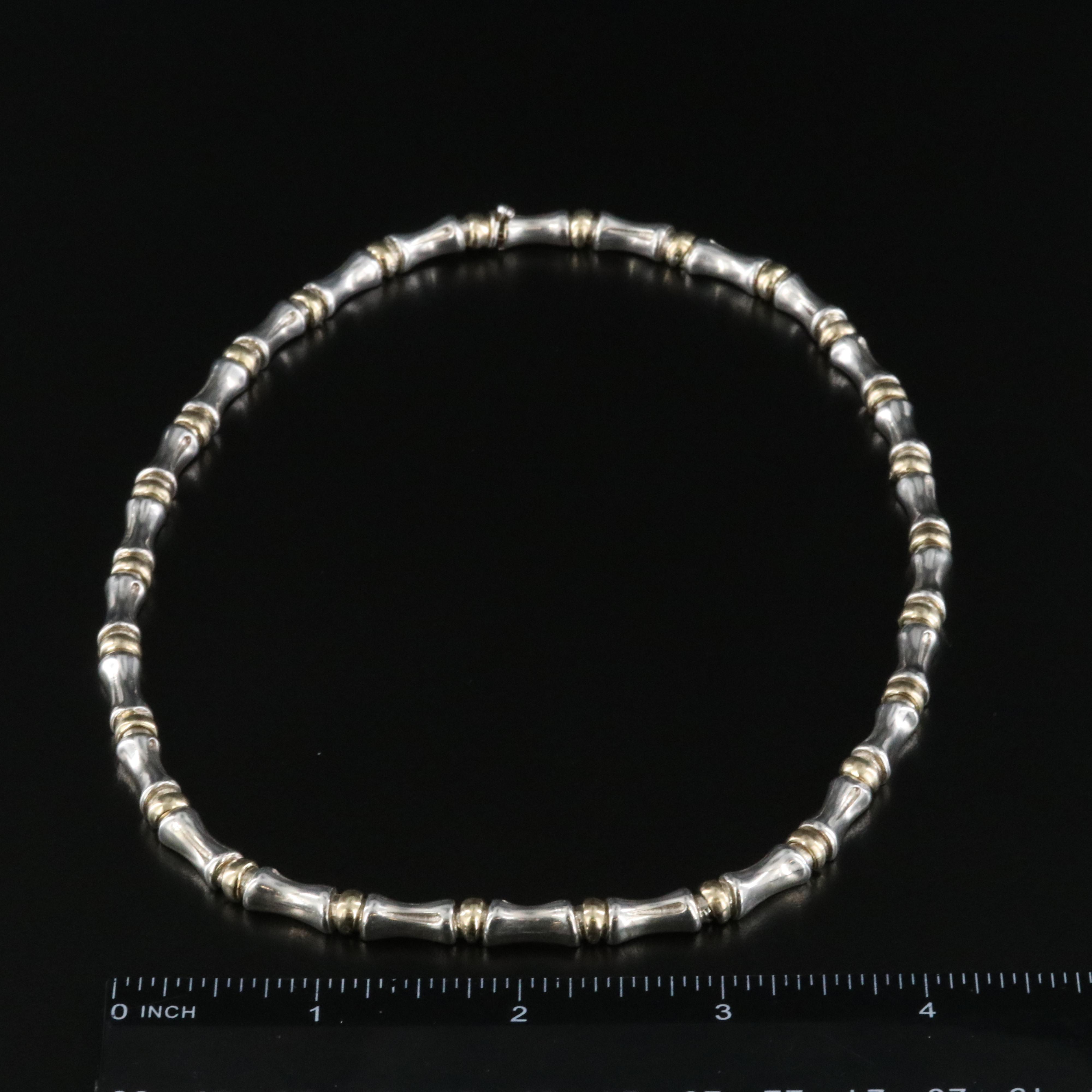 Sterling and 18K Bamboo Link Necklace