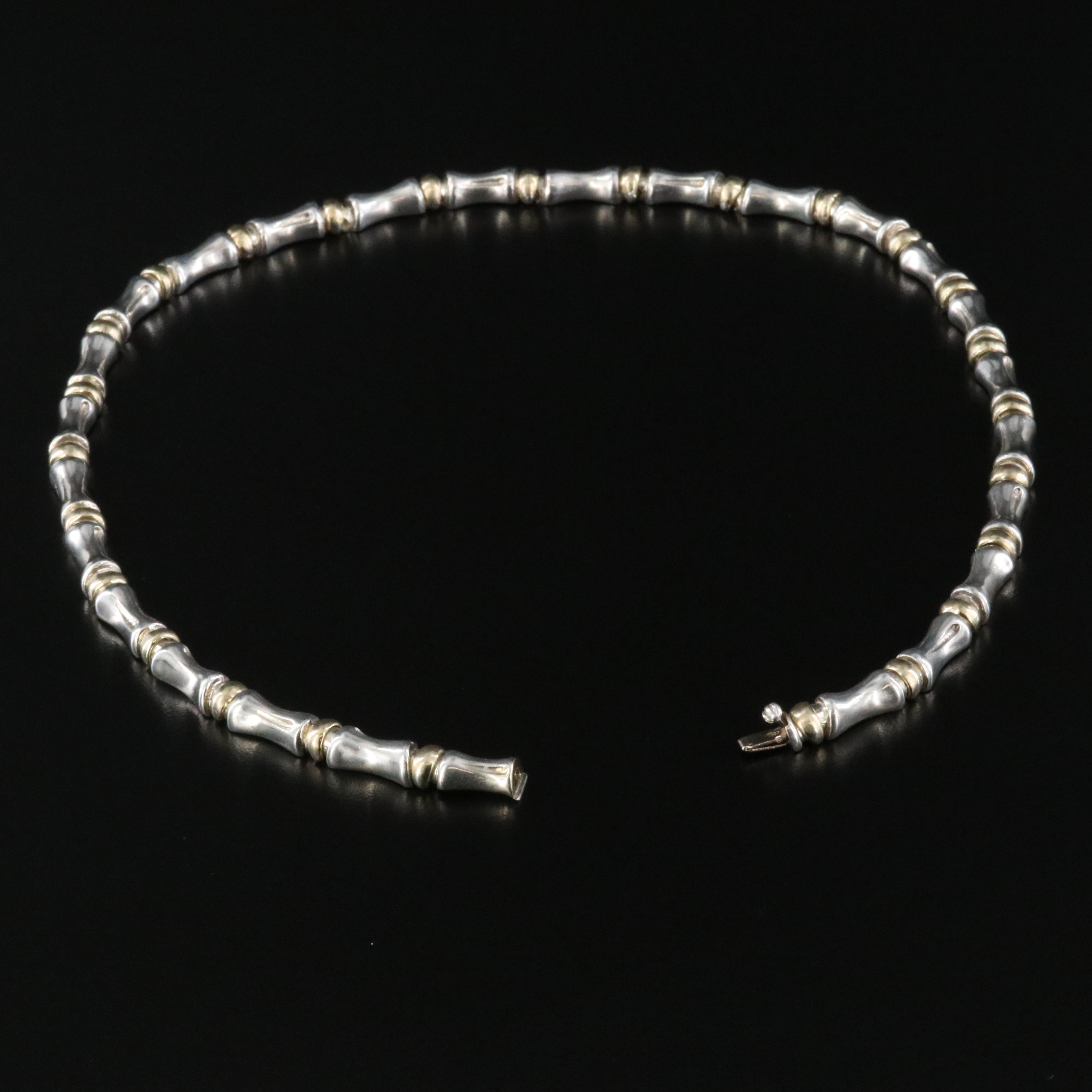 Sterling and 18K Bamboo Link Necklace