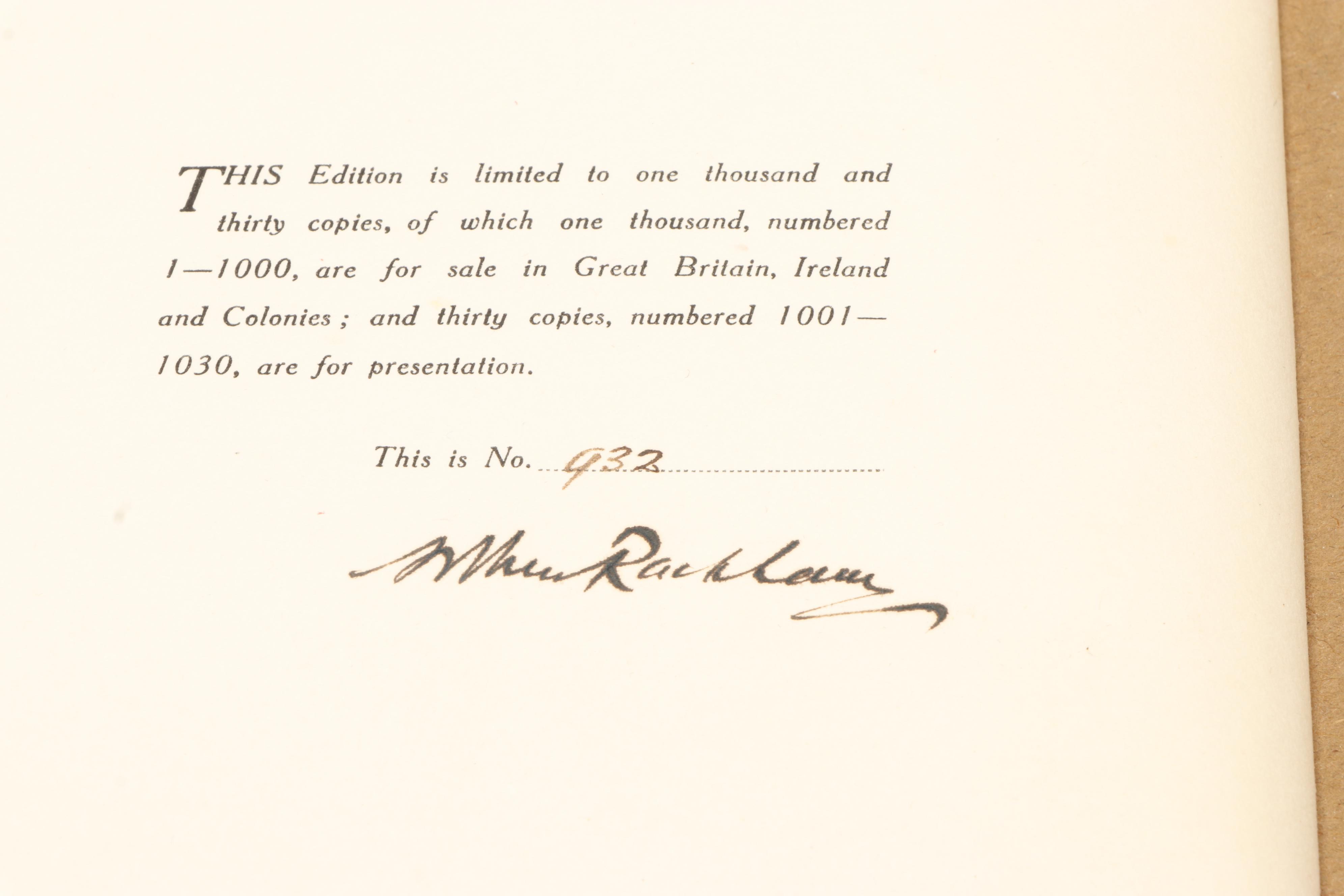 Signed Limited Edition "Arthur Rackham's Book of Pictures," 1913