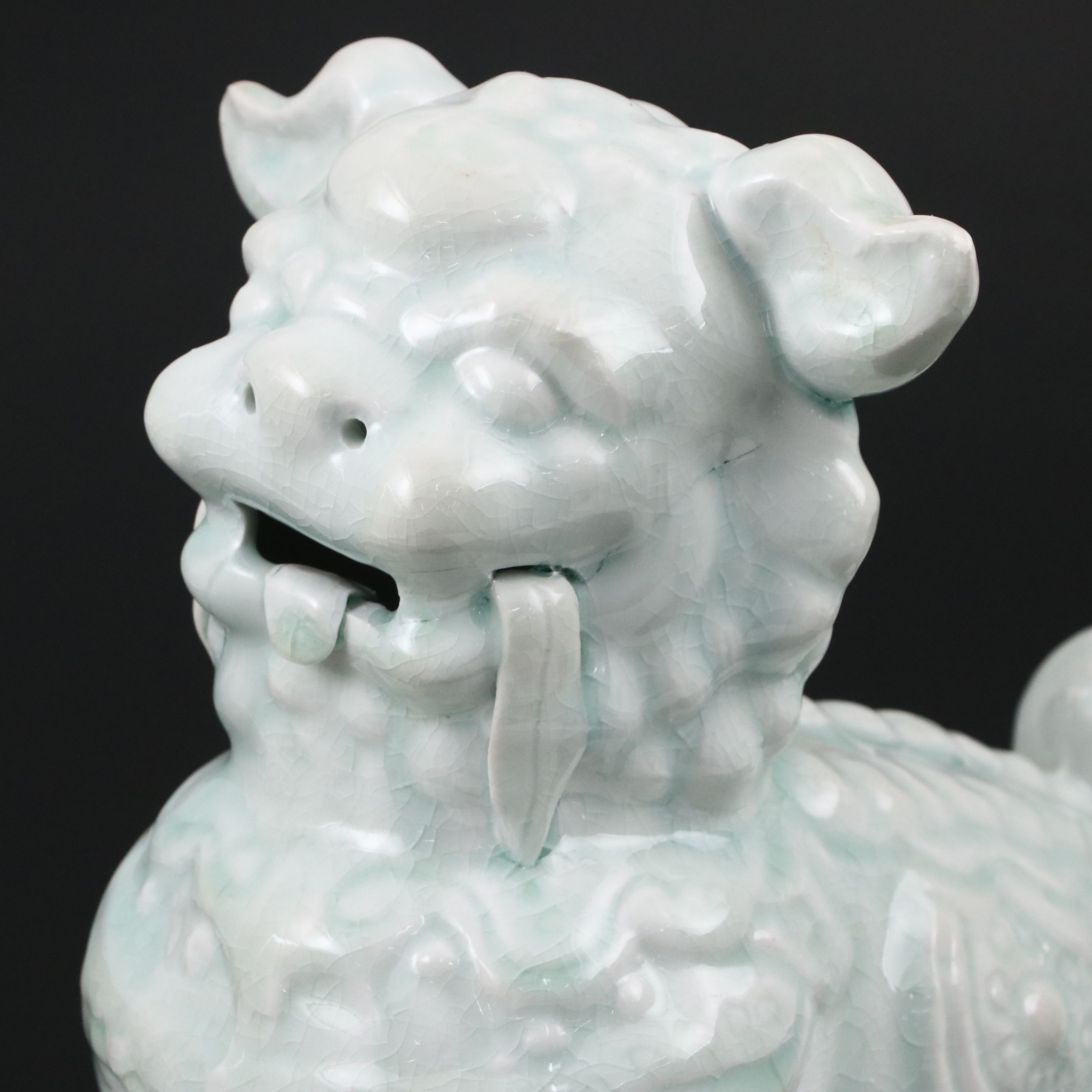 Celadon Glazed Porcelain Female Guardian Lion
