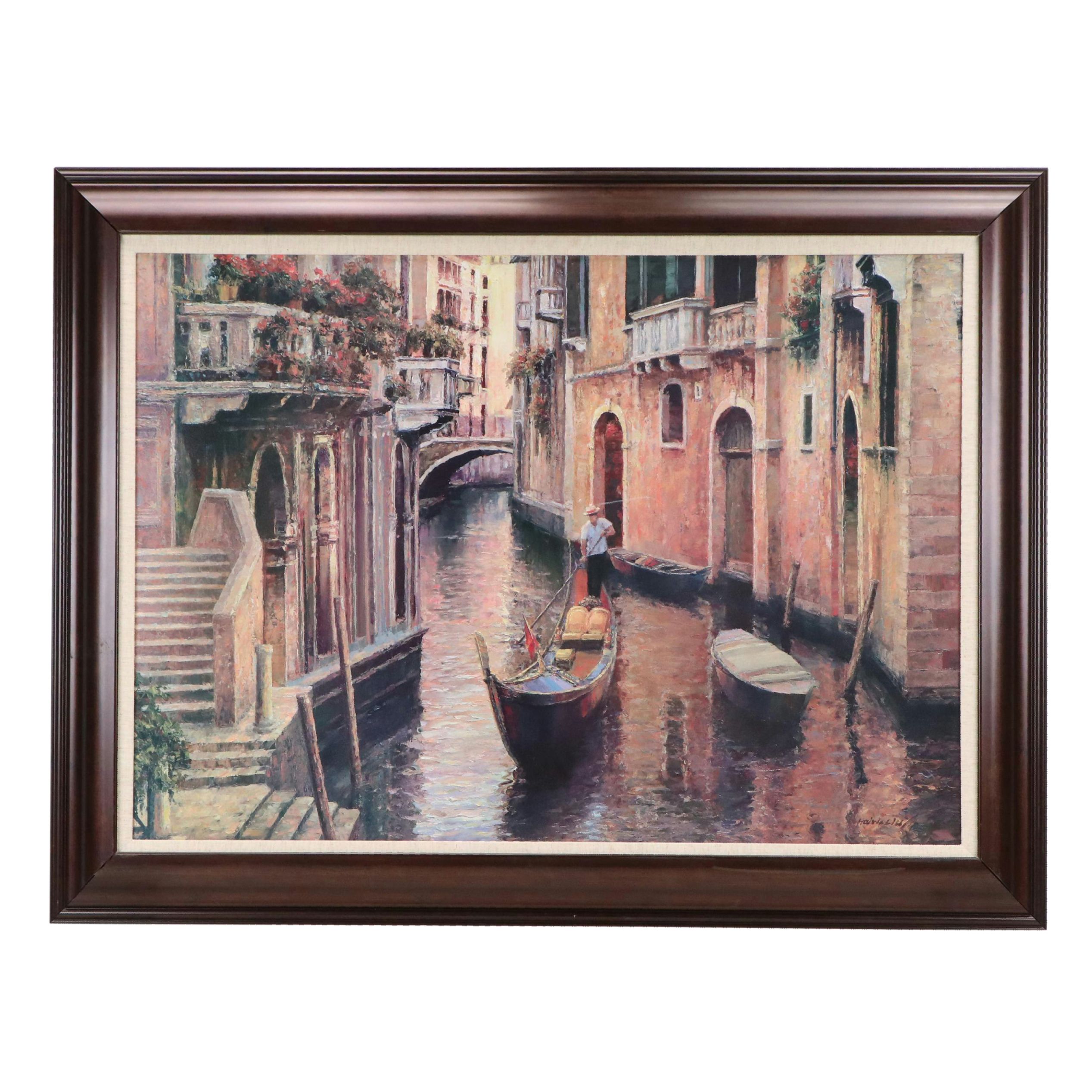 Offset Lithograph After Haixia Liu "Golden Evening Gondola," 21st Century