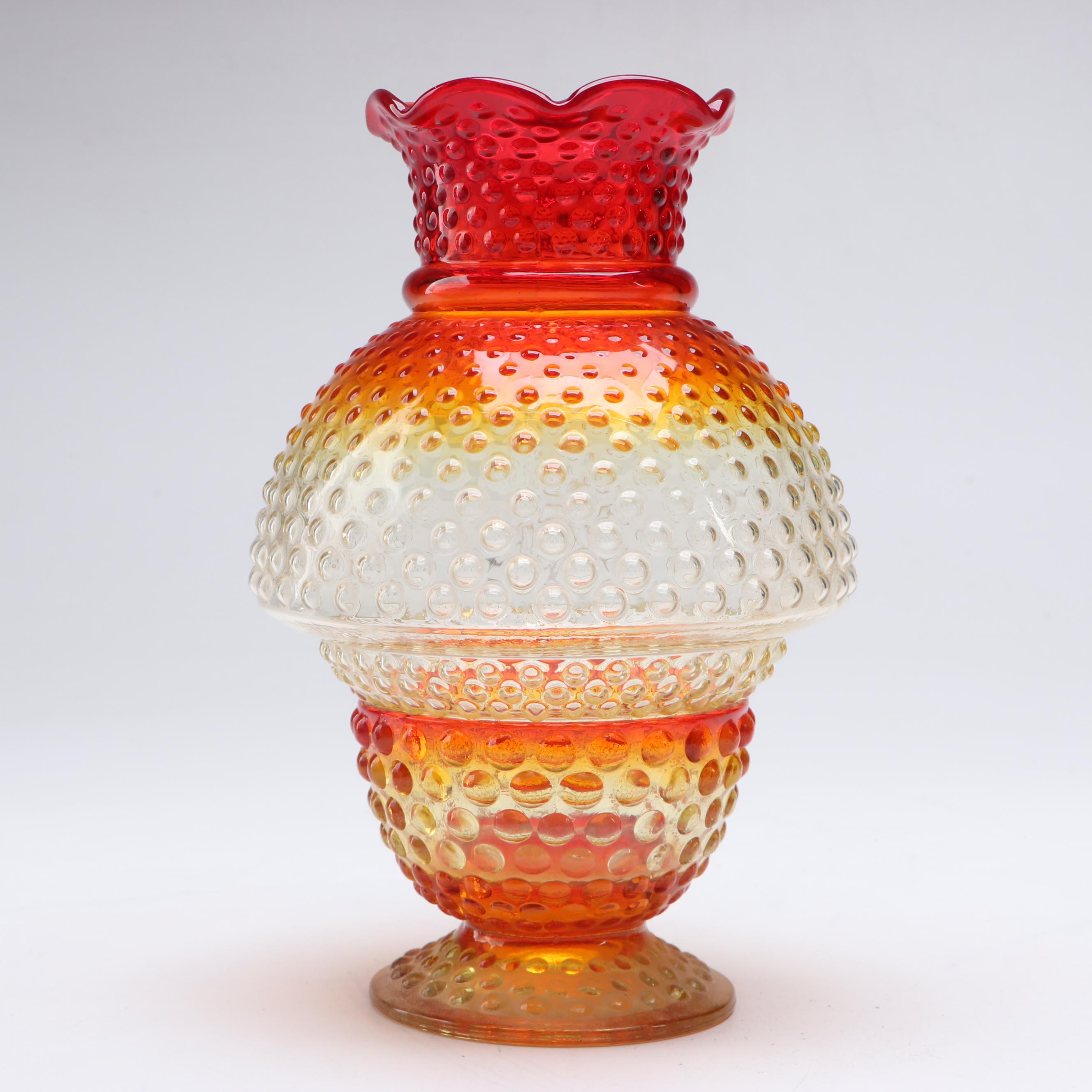 Amber Hobnail Glass Fairy Lamps