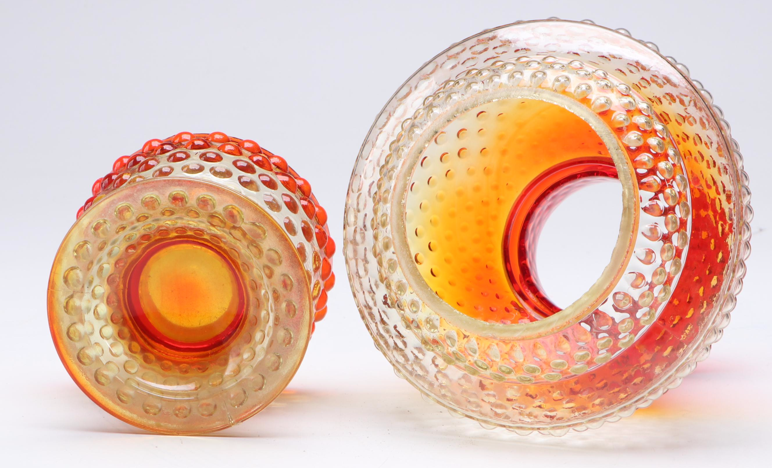 Amber Hobnail Glass Fairy Lamps