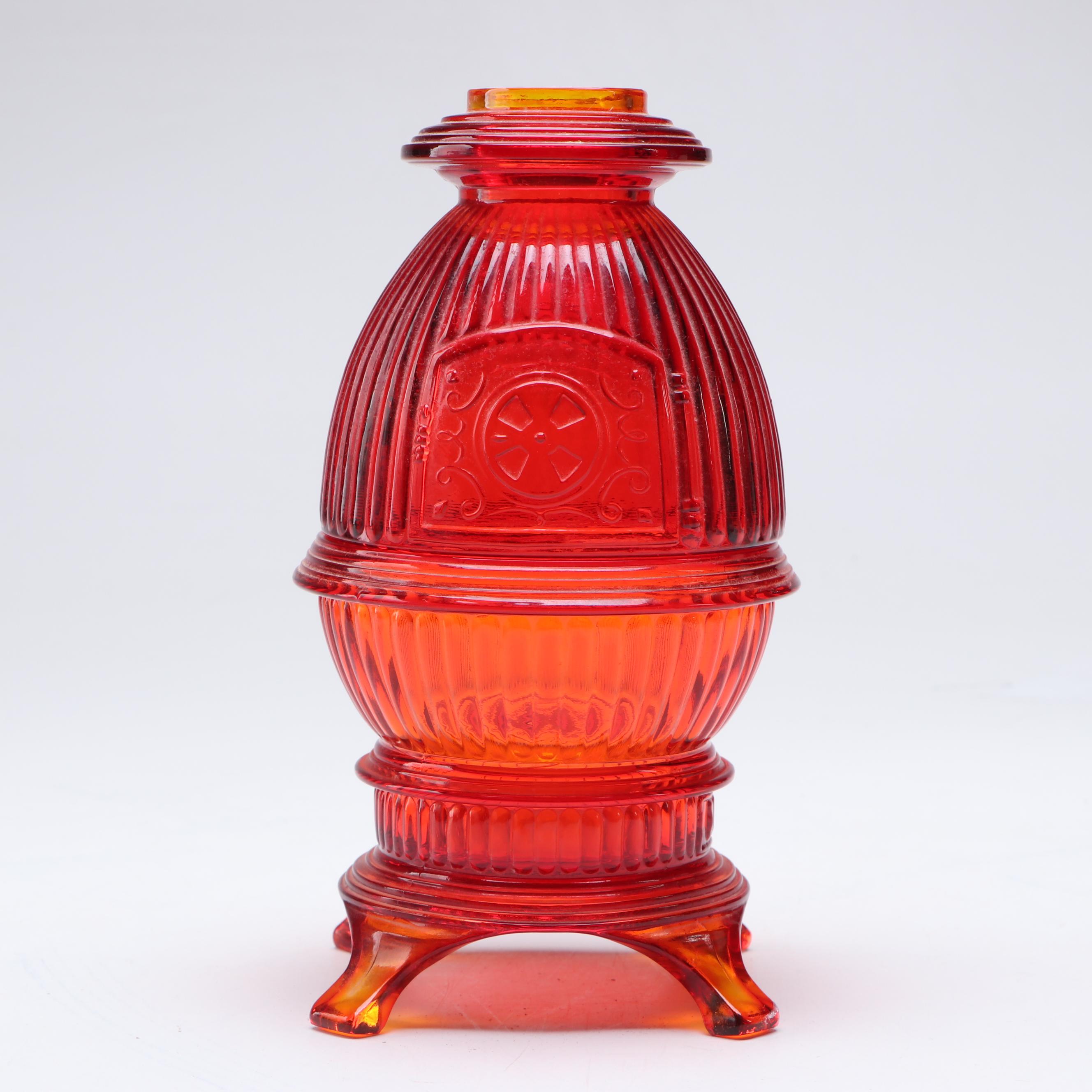 Amber Hobnail Glass Fairy Lamps