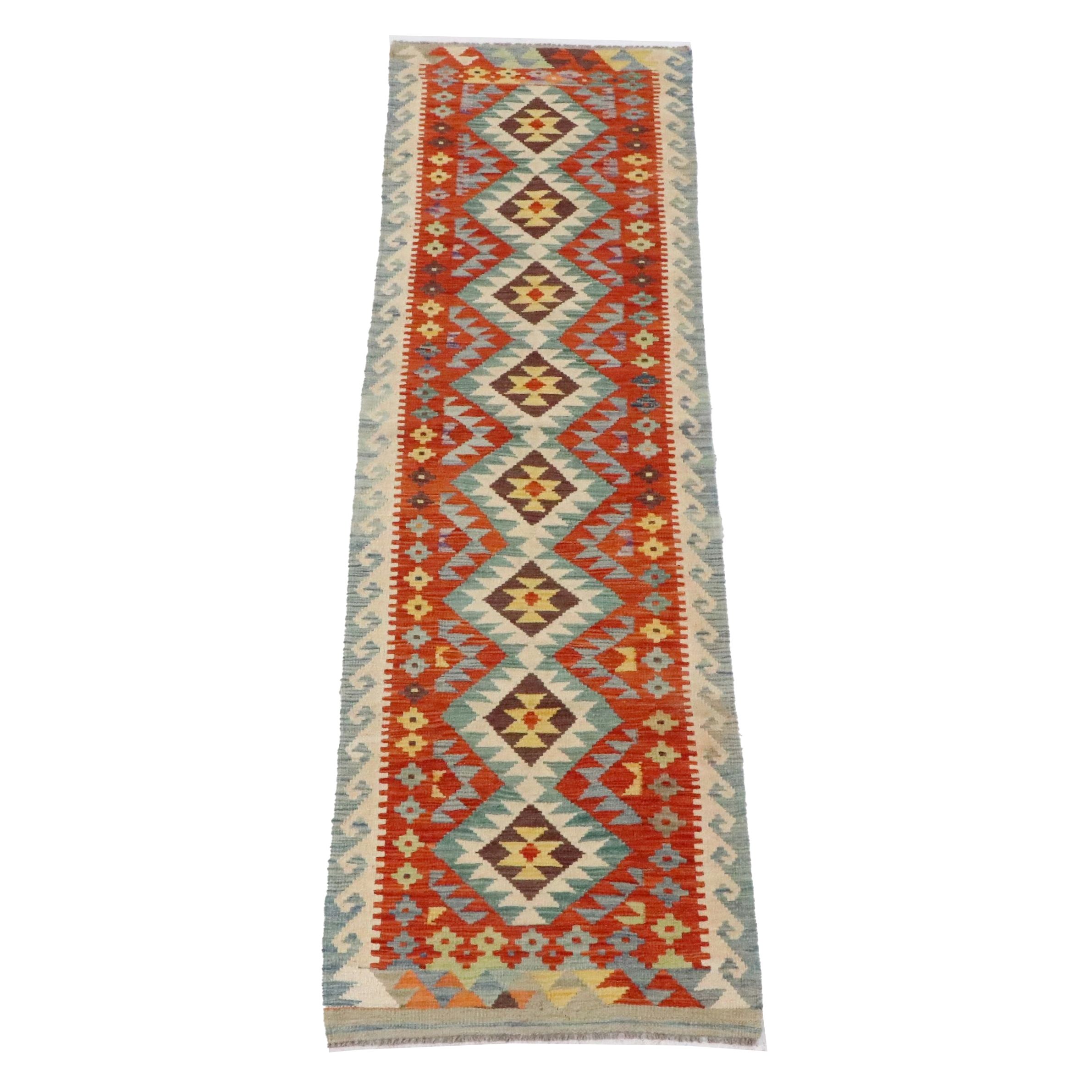 2'8 x 9'8 Handwoven Pakistani Kilim Carpet Runner