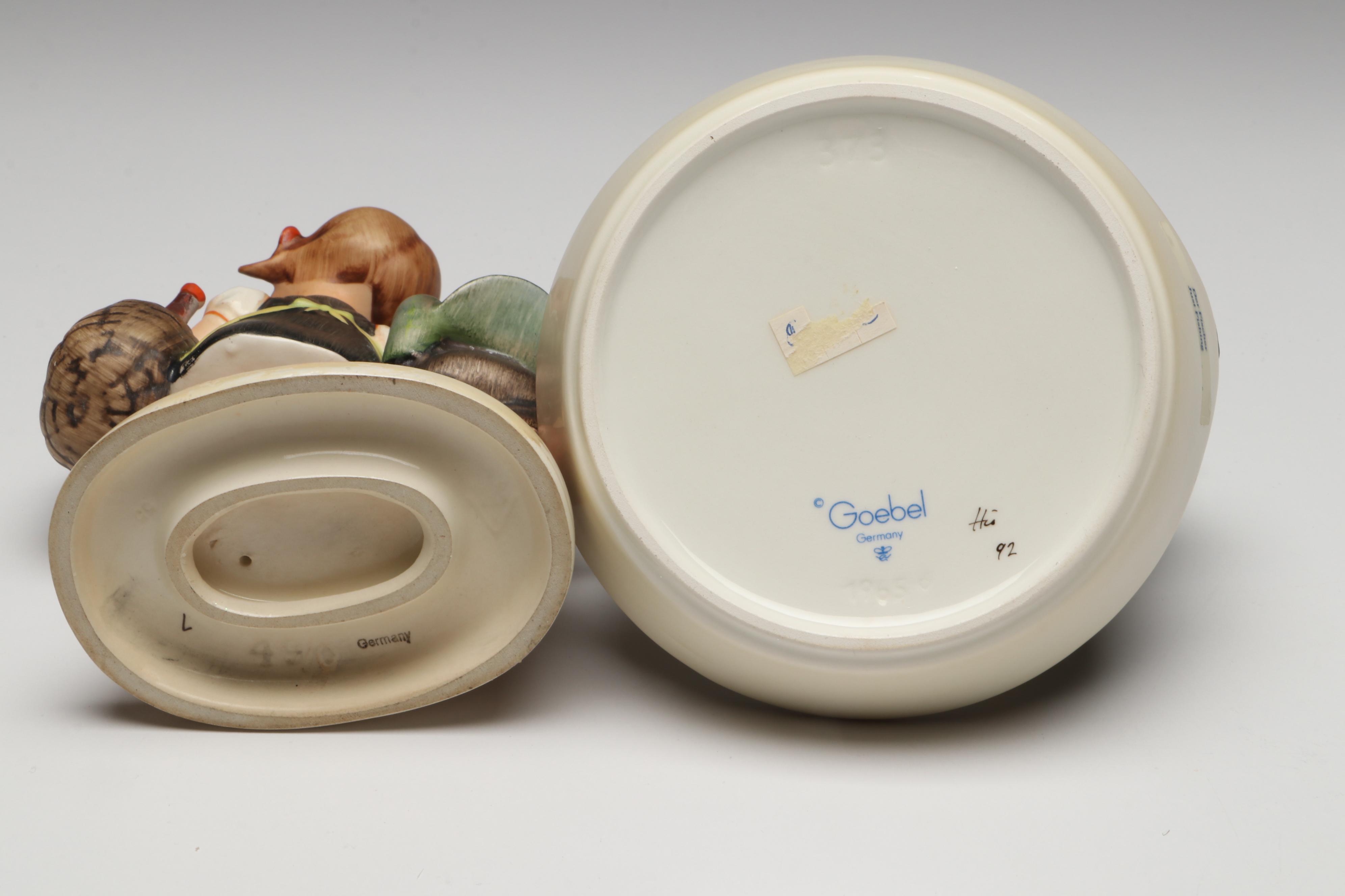 Goebel Hummel "Just Fishing" and "Apple Tree Girl" with More Porcelain Figurines