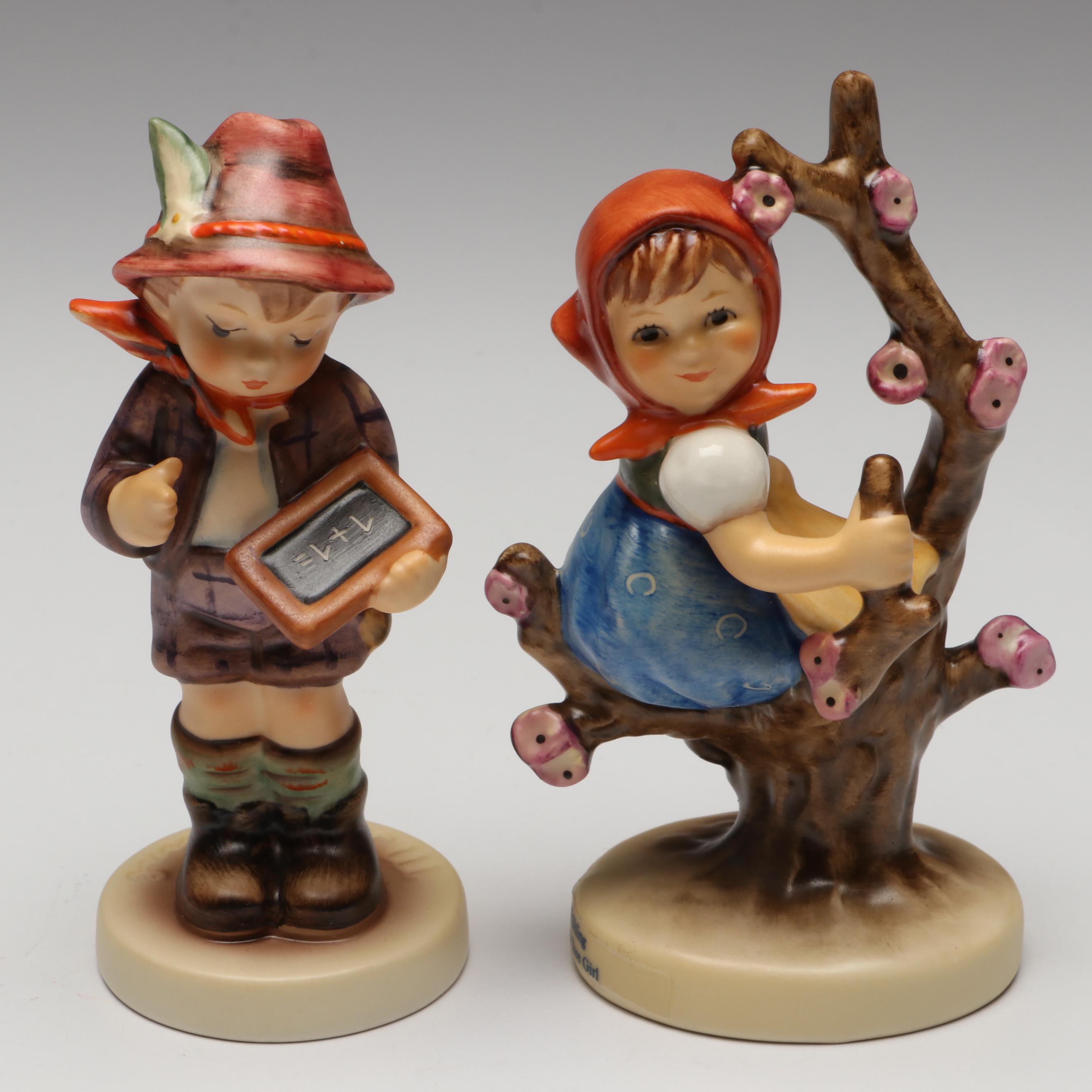 Goebel Hummel "Just Fishing" and "Apple Tree Girl" with More Porcelain Figurines