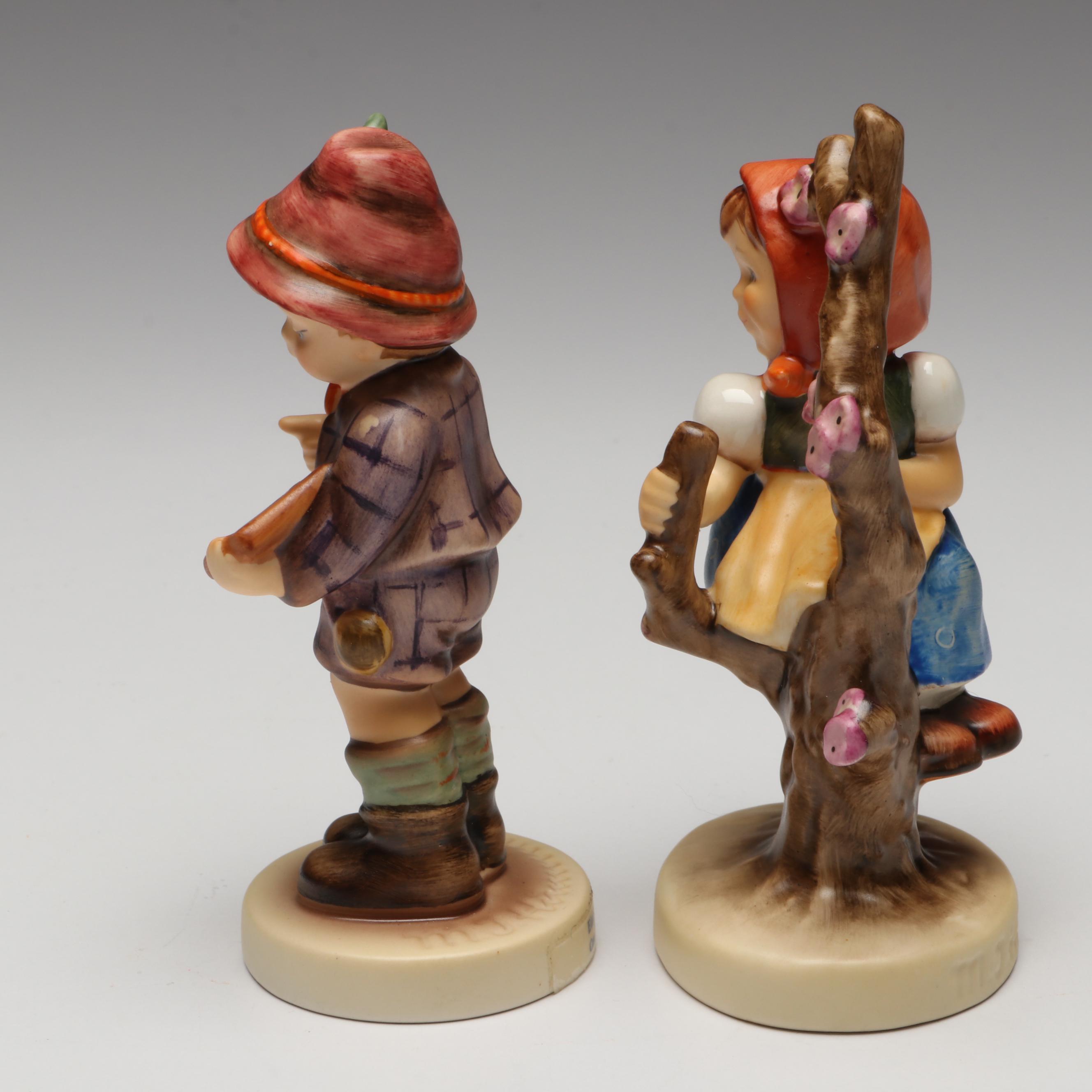 Goebel Hummel "Just Fishing" and "Apple Tree Girl" with More Porcelain Figurines