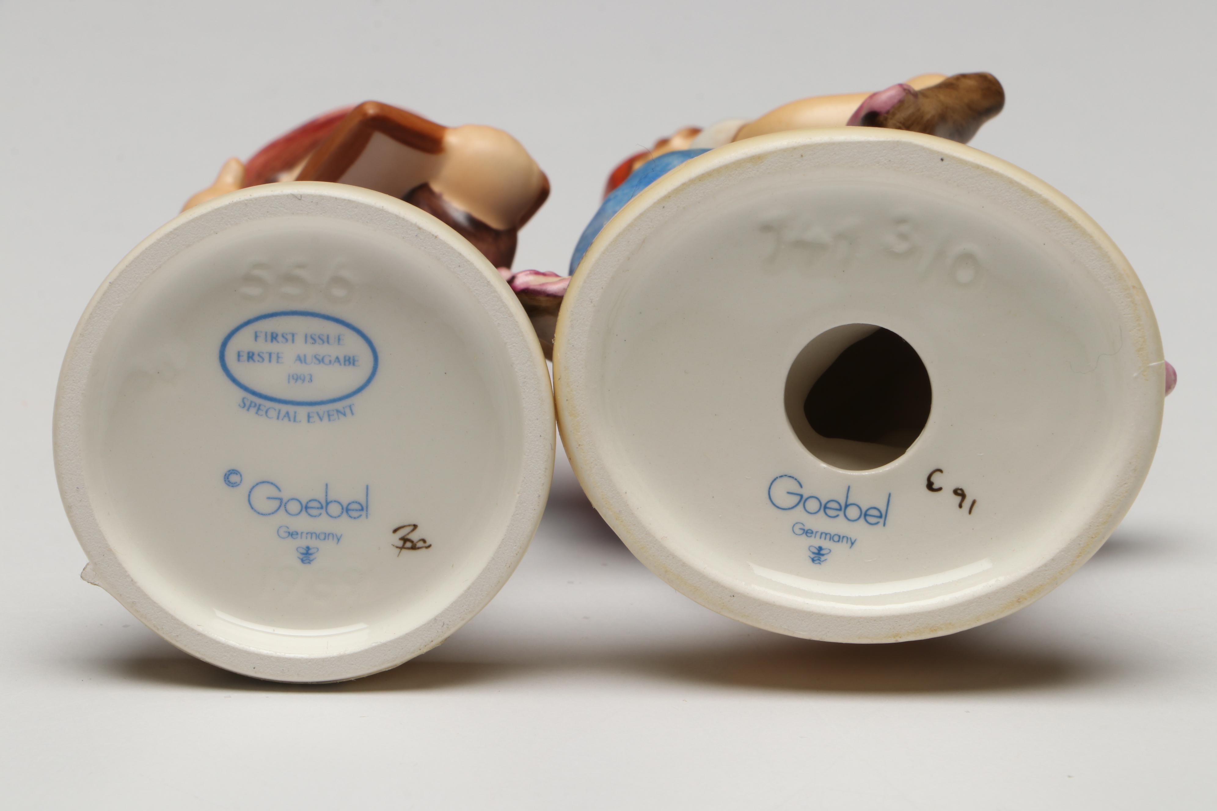 Goebel Hummel "Just Fishing" and "Apple Tree Girl" with More Porcelain Figurines