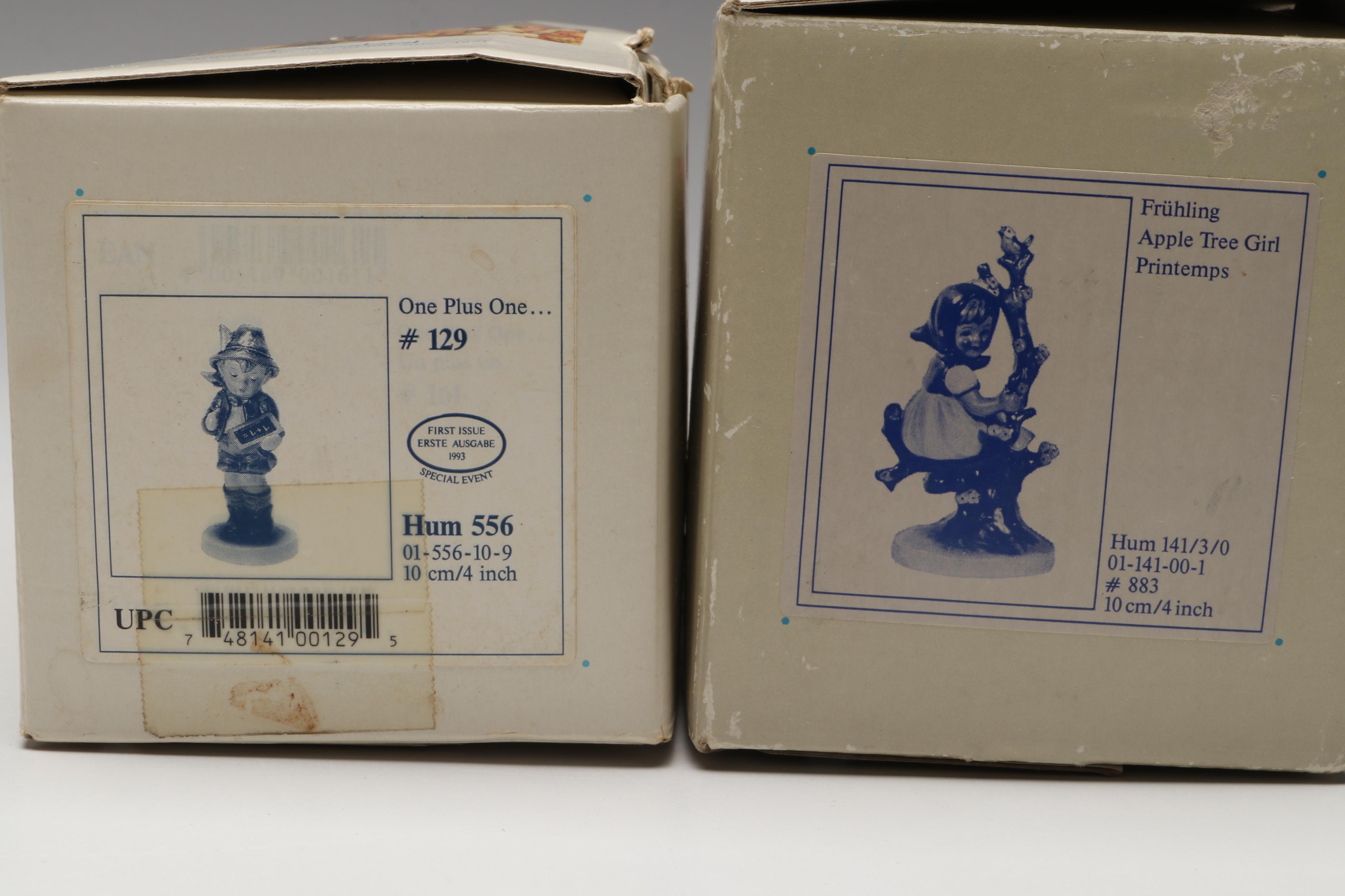 Goebel Hummel "Just Fishing" and "Apple Tree Girl" with More Porcelain Figurines