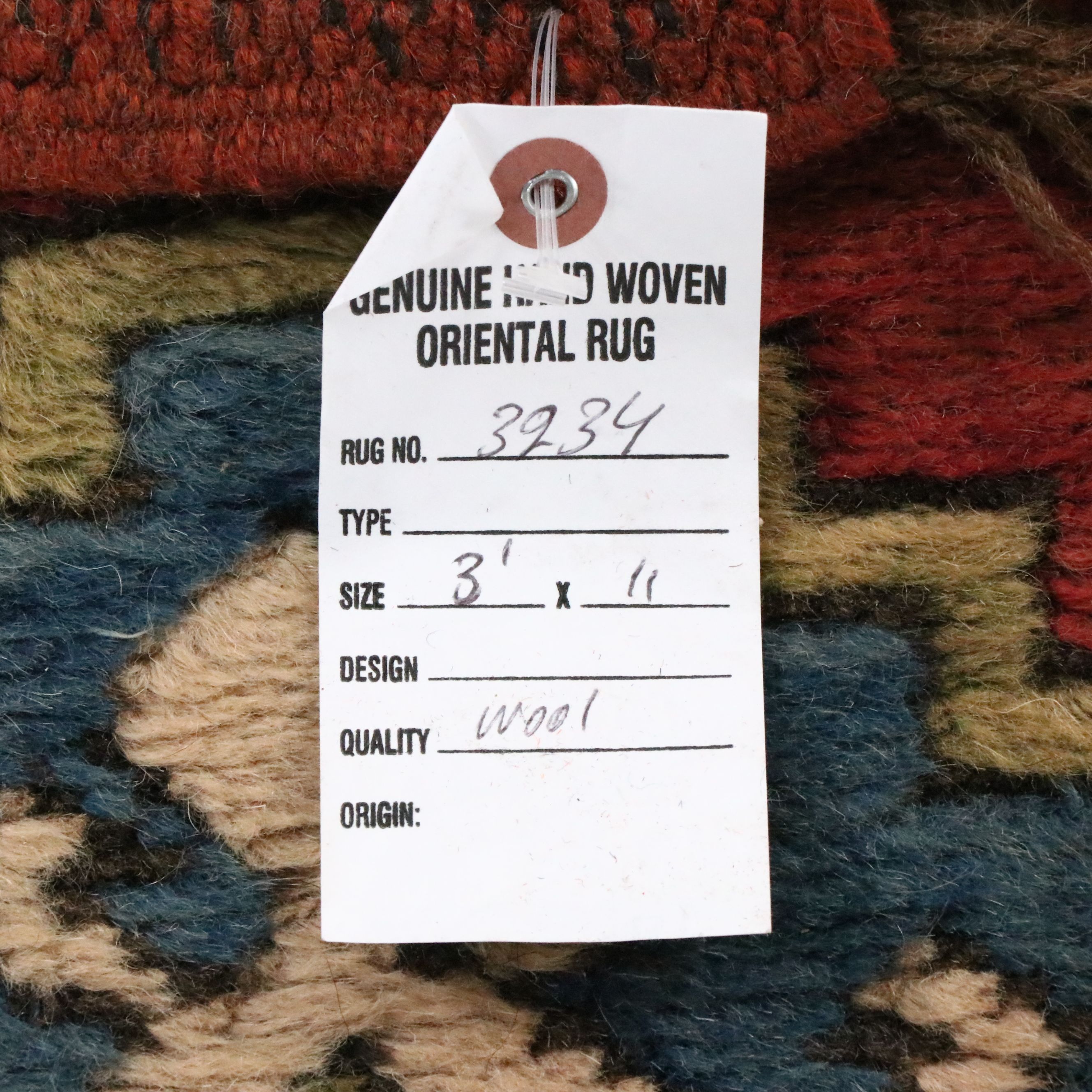 3'2 x 11'1 Hand-Knotted Afghan Kazak Style Long Rug